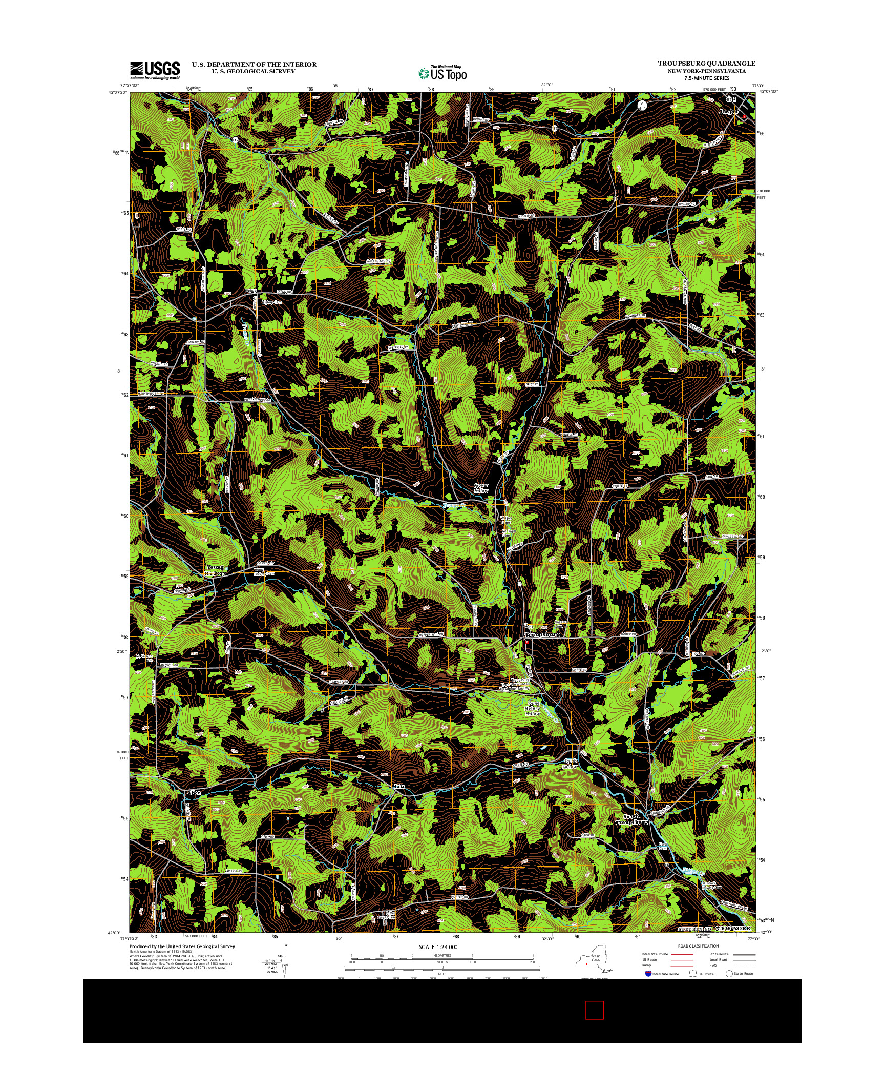 USGS US TOPO 7.5-MINUTE MAP FOR TROUPSBURG, NY-PA 2013