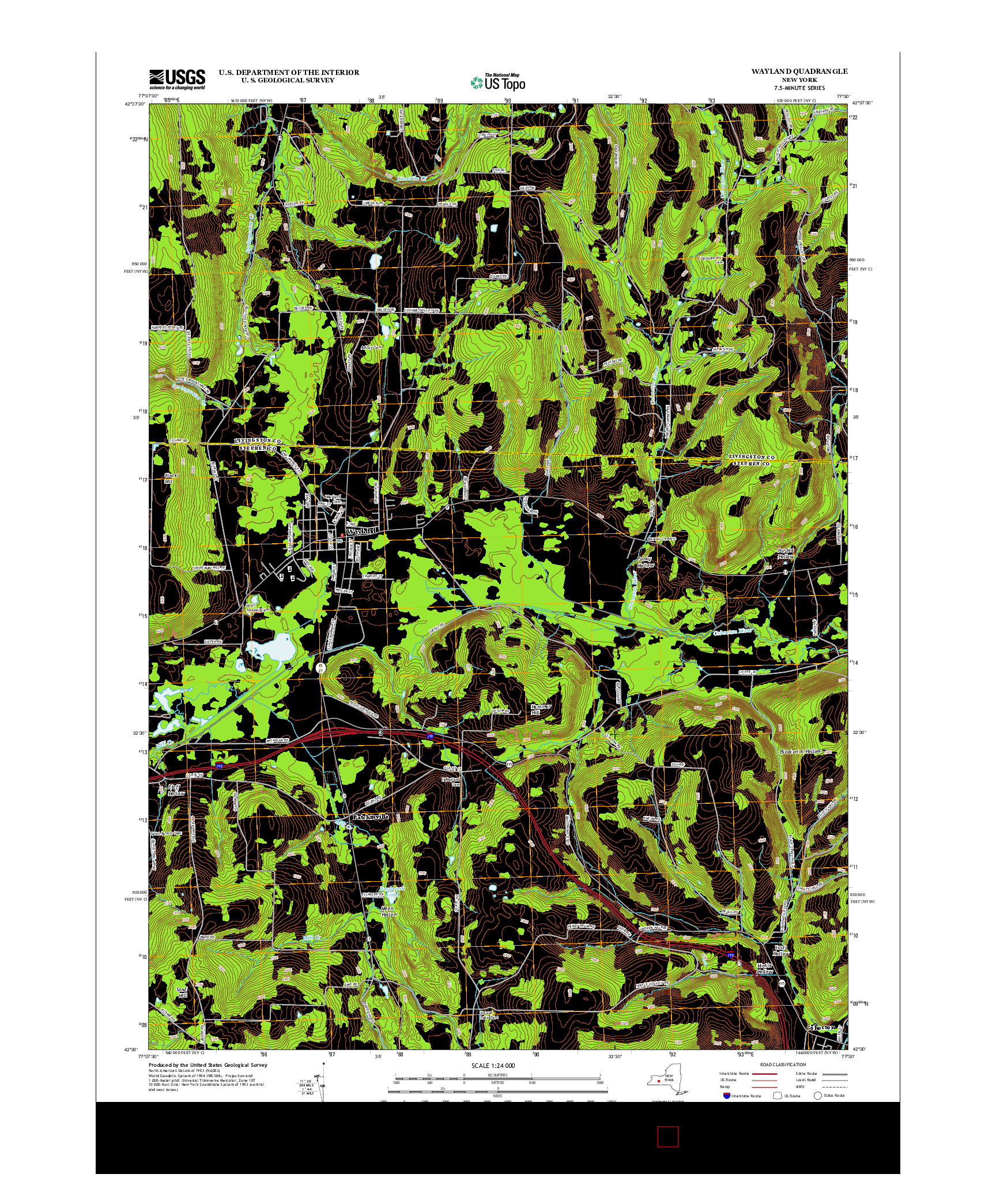USGS US TOPO 7.5-MINUTE MAP FOR WAYLAND, NY 2013