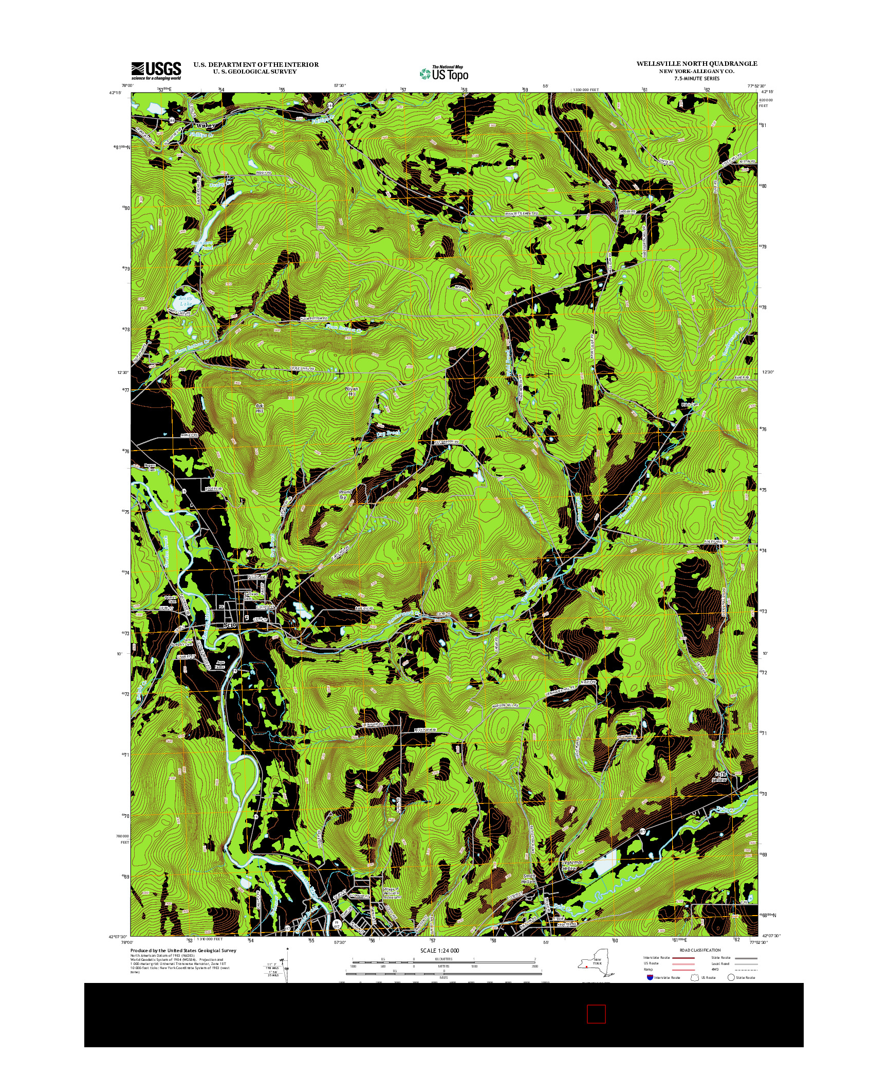 USGS US TOPO 7.5-MINUTE MAP FOR WELLSVILLE NORTH, NY 2013