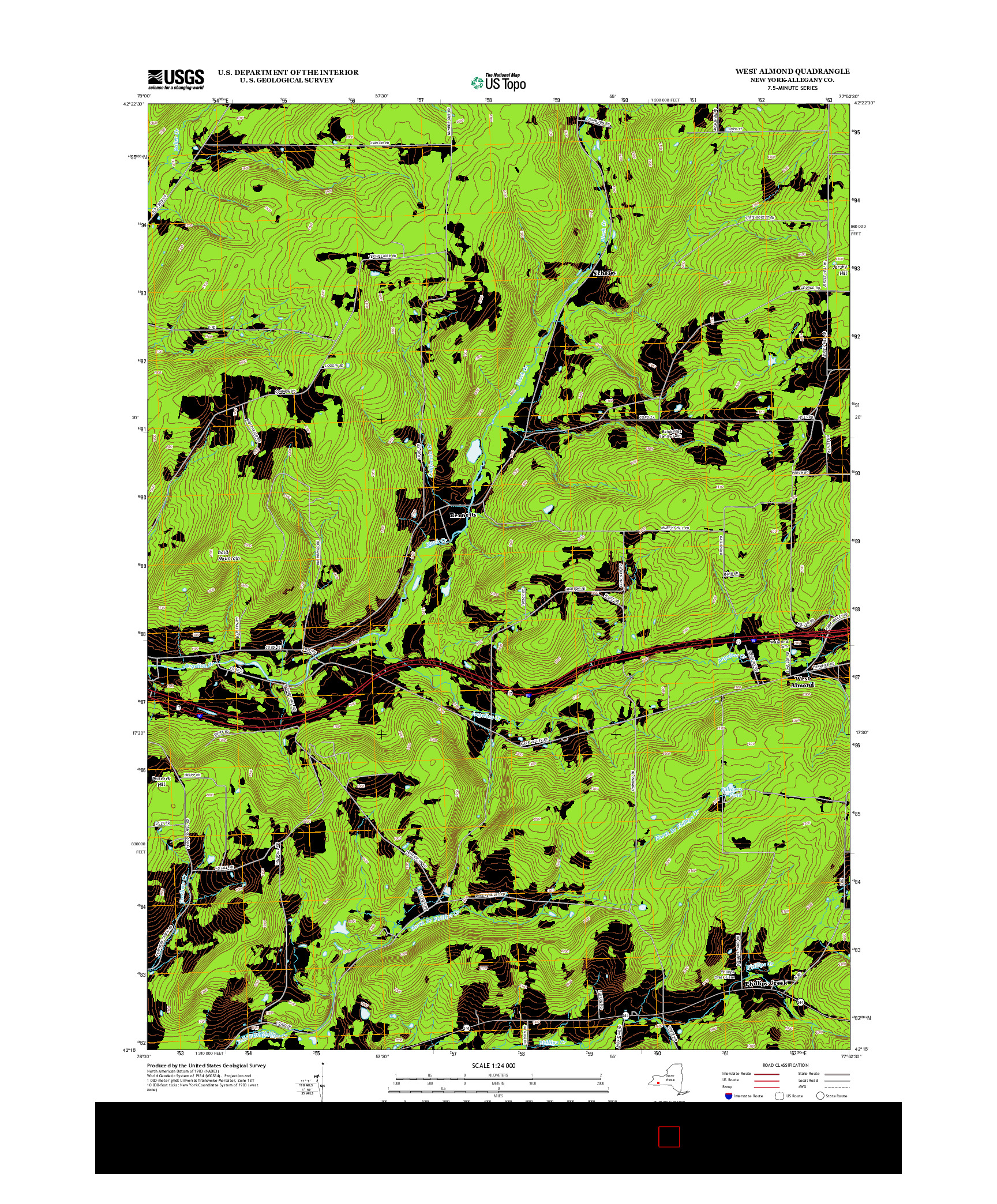 USGS US TOPO 7.5-MINUTE MAP FOR WEST ALMOND, NY 2013