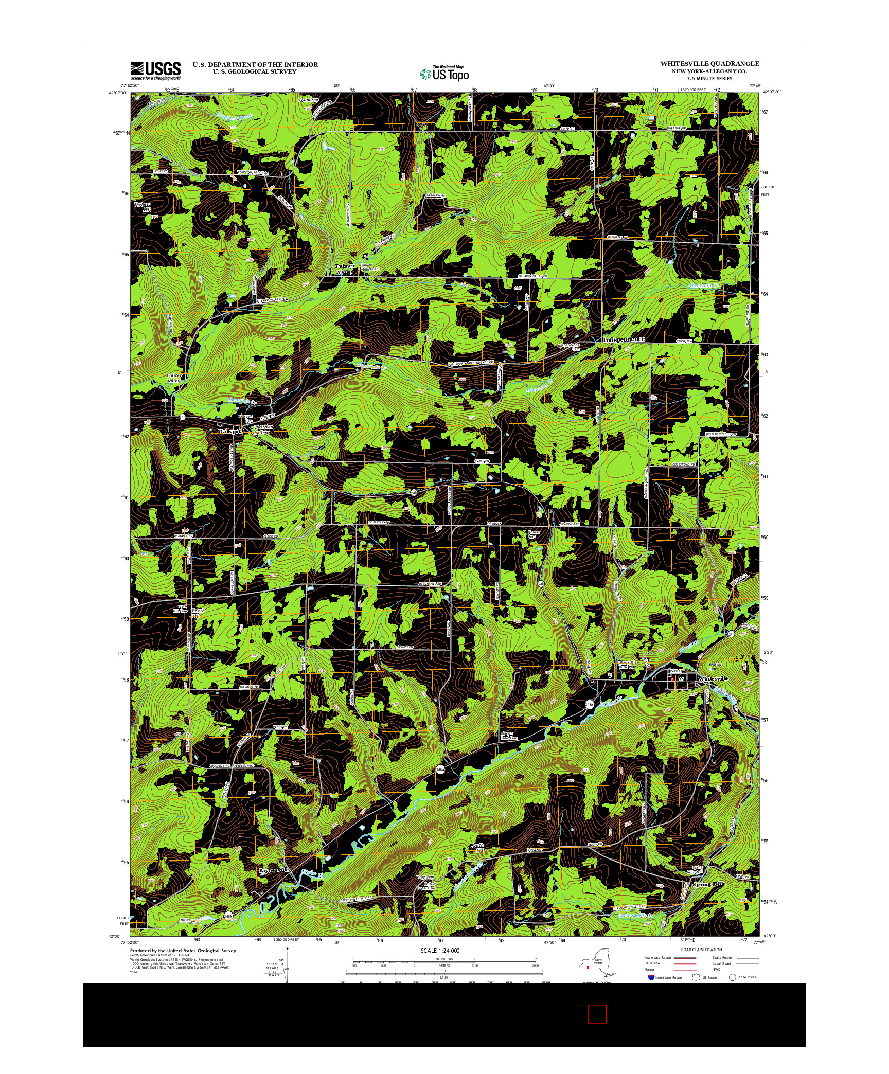 USGS US TOPO 7.5-MINUTE MAP FOR WHITESVILLE, NY 2013