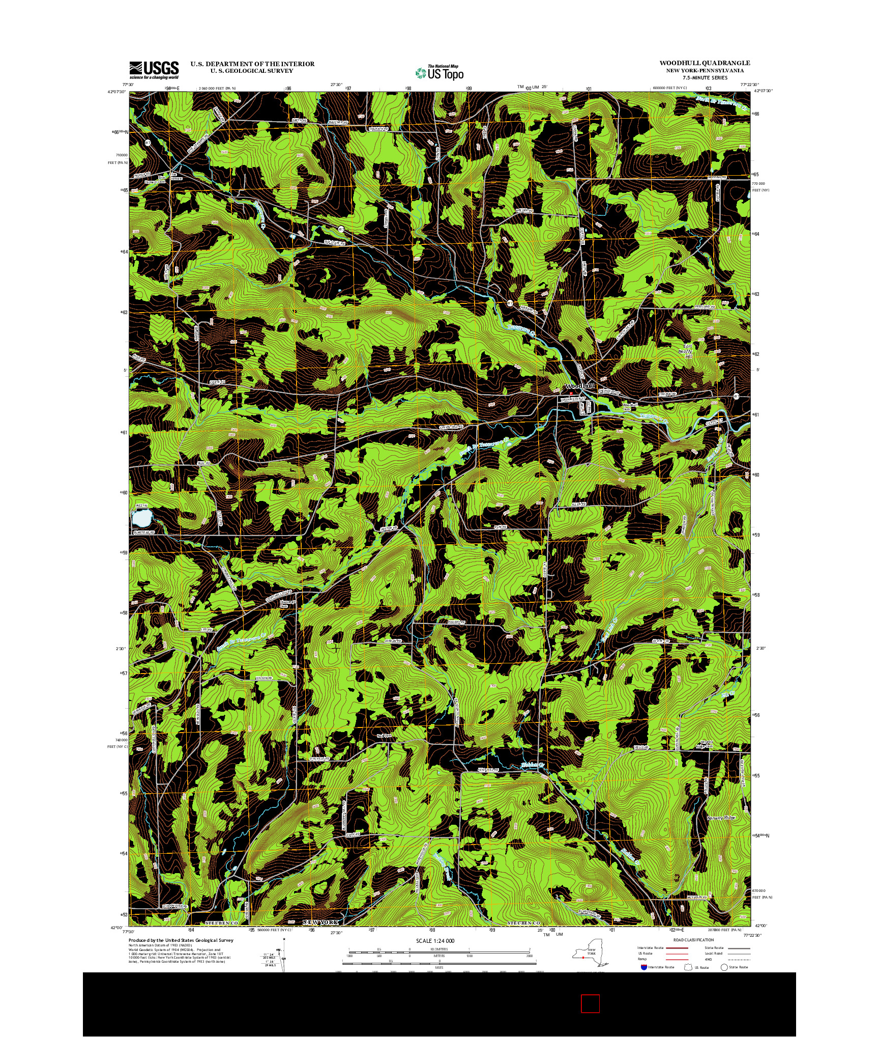 USGS US TOPO 7.5-MINUTE MAP FOR WOODHULL, NY-PA 2013