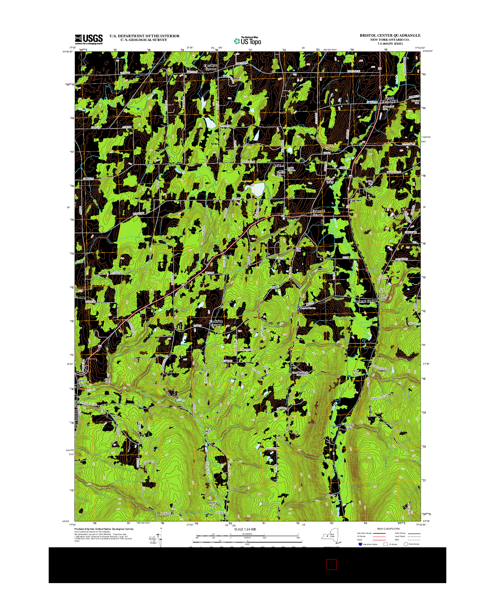 USGS US TOPO 7.5-MINUTE MAP FOR BRISTOL CENTER, NY 2013