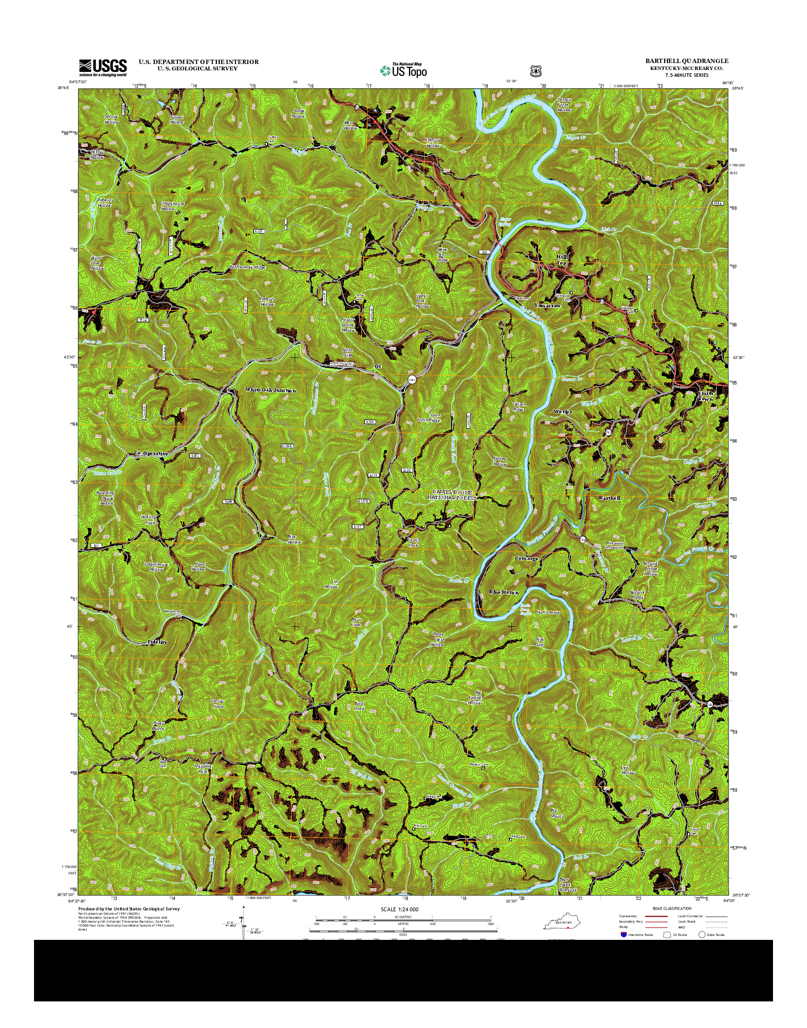 USGS US TOPO 7.5-MINUTE MAP FOR BARTHELL, KY 2013