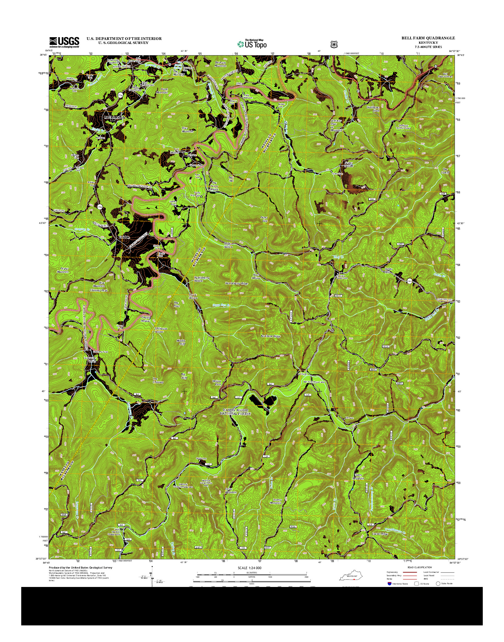 USGS US TOPO 7.5-MINUTE MAP FOR BELL FARM, KY 2013