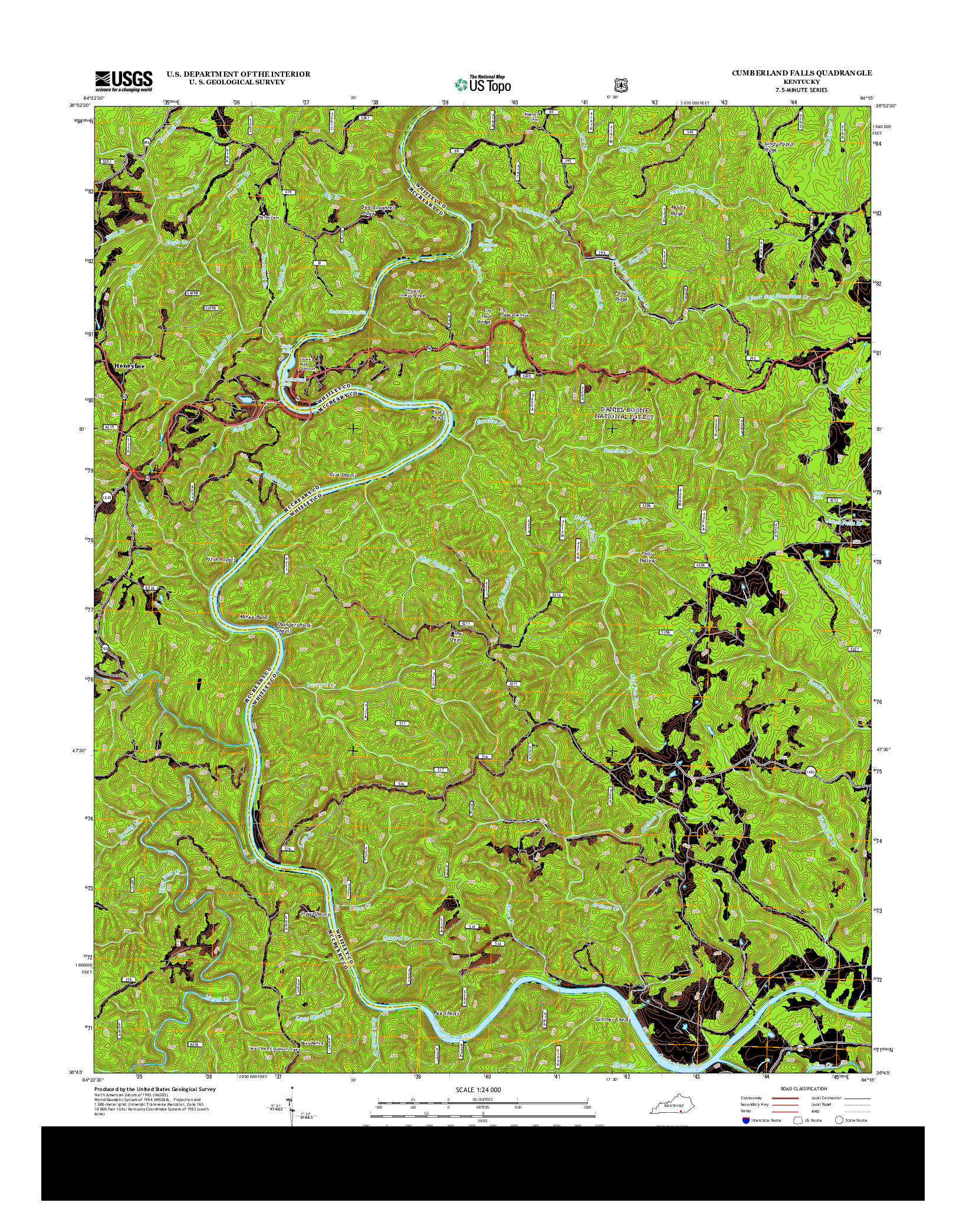 USGS US TOPO 7.5-MINUTE MAP FOR CUMBERLAND FALLS, KY 2013
