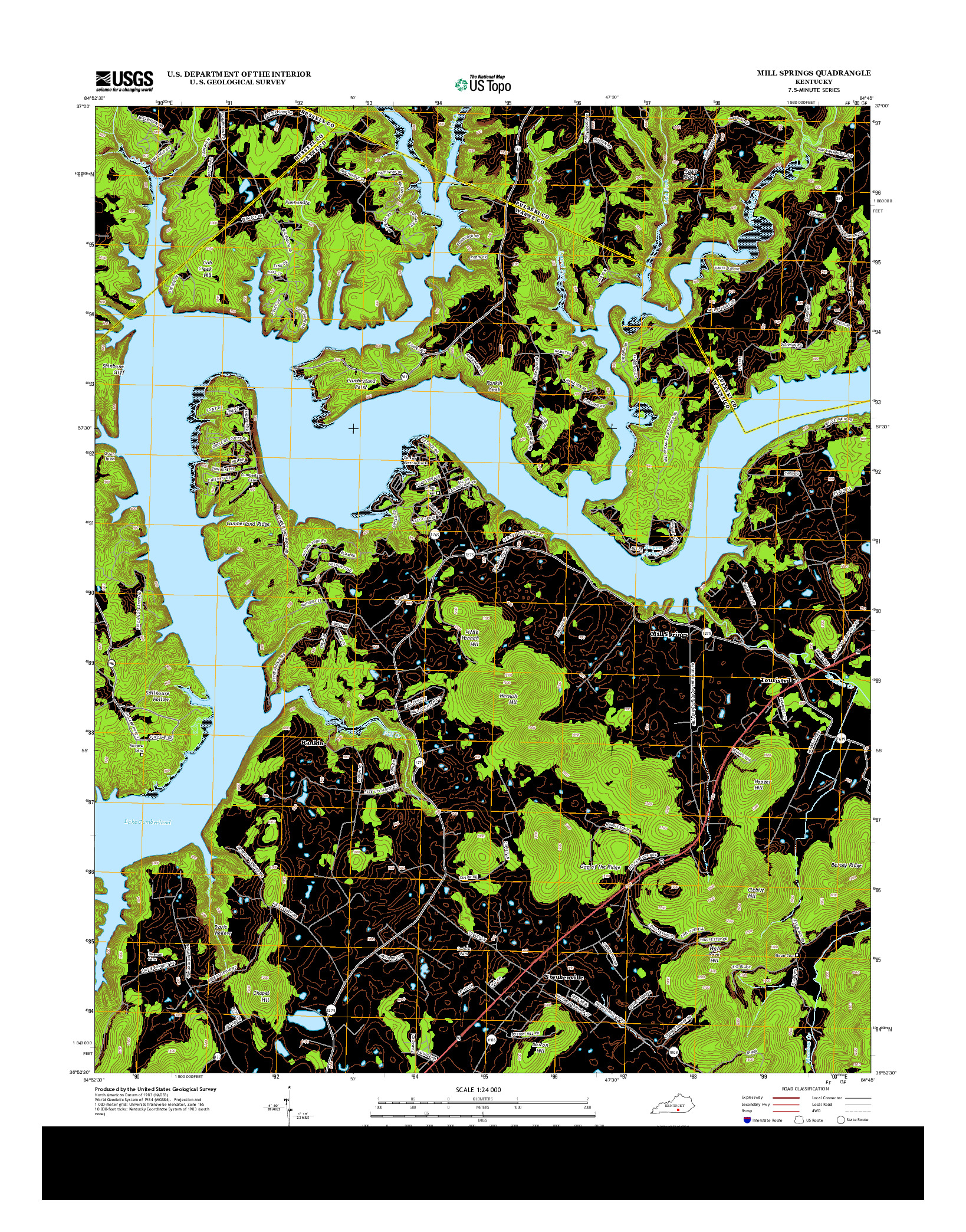 USGS US TOPO 7.5-MINUTE MAP FOR MILL SPRINGS, KY 2013