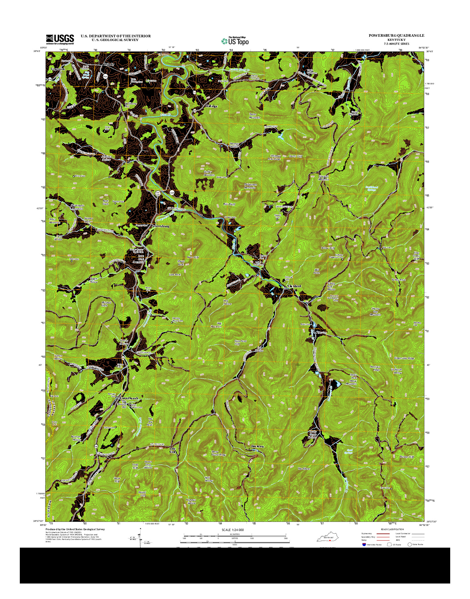 USGS US TOPO 7.5-MINUTE MAP FOR POWERSBURG, KY 2013