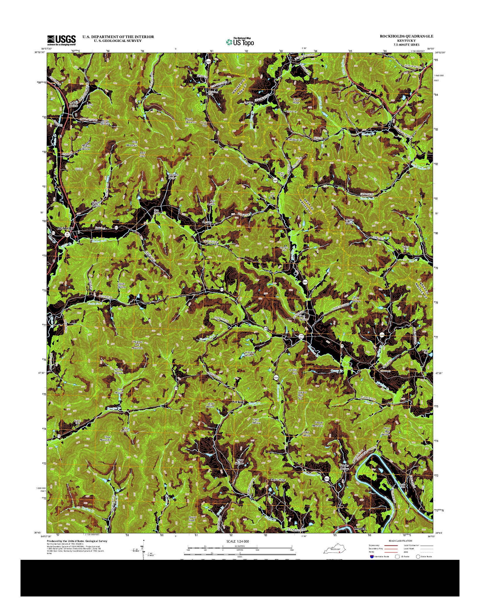 USGS US TOPO 7.5-MINUTE MAP FOR ROCKHOLDS, KY 2013