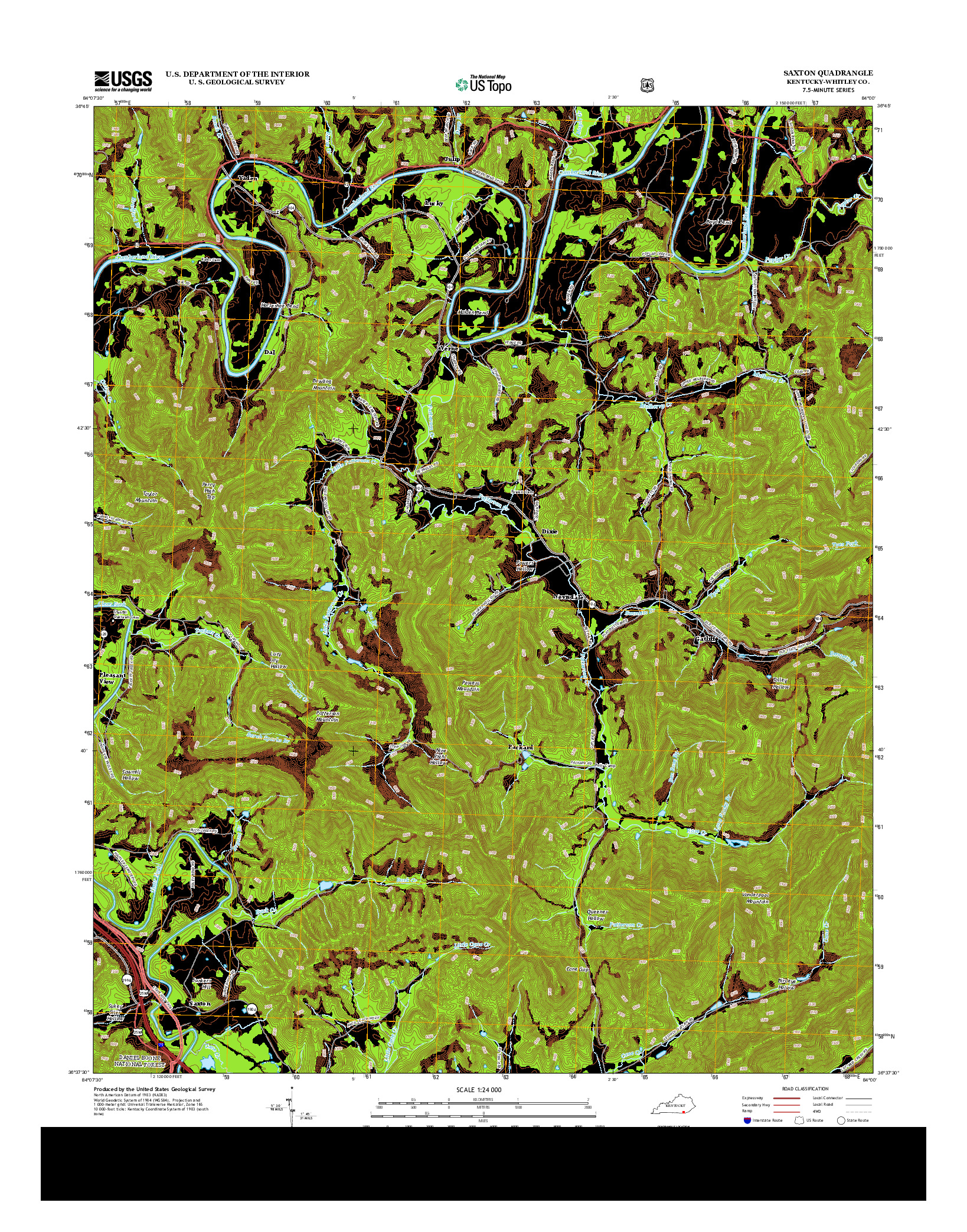 USGS US TOPO 7.5-MINUTE MAP FOR SAXTON, KY 2013