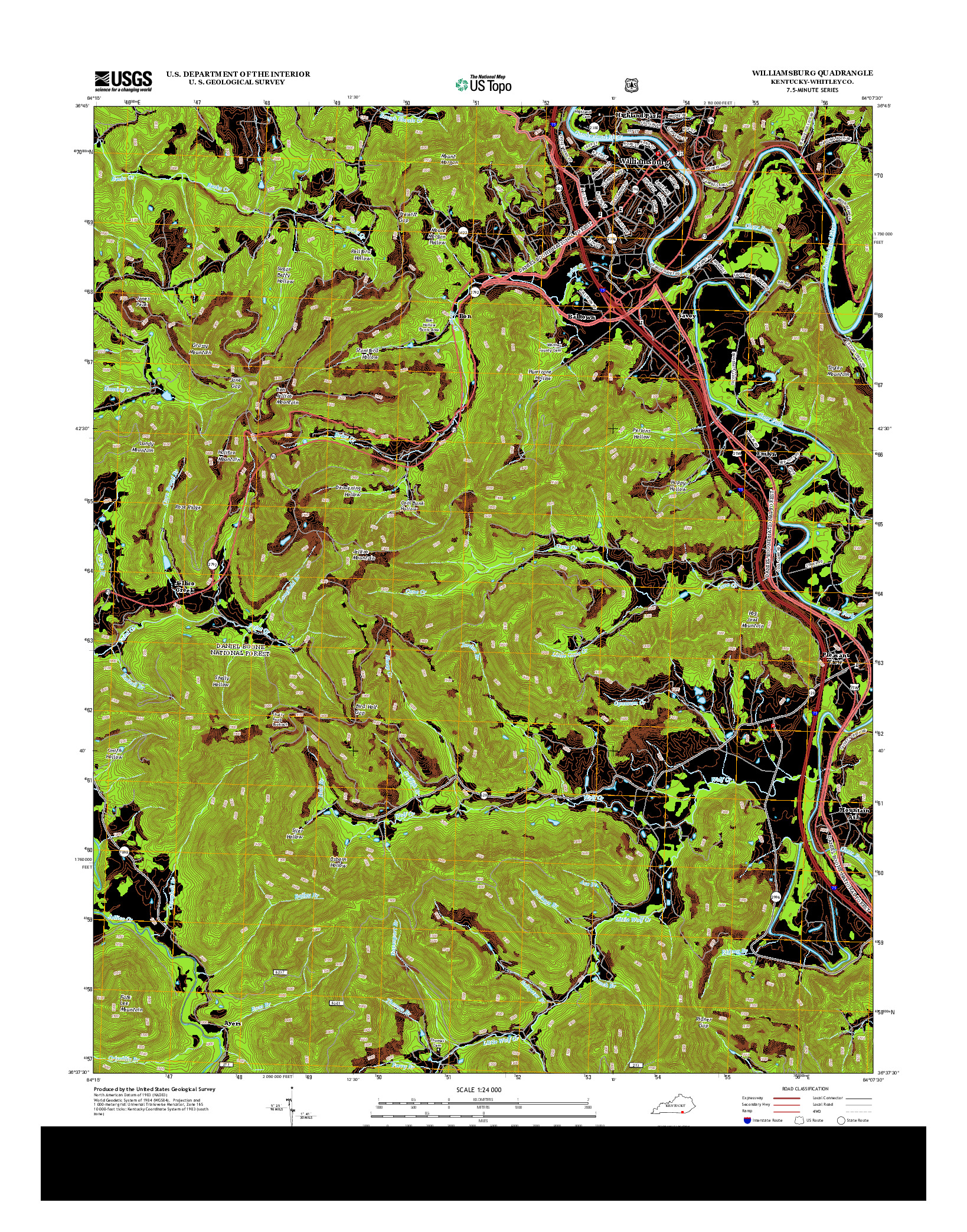 USGS US TOPO 7.5-MINUTE MAP FOR WILLIAMSBURG, KY 2013