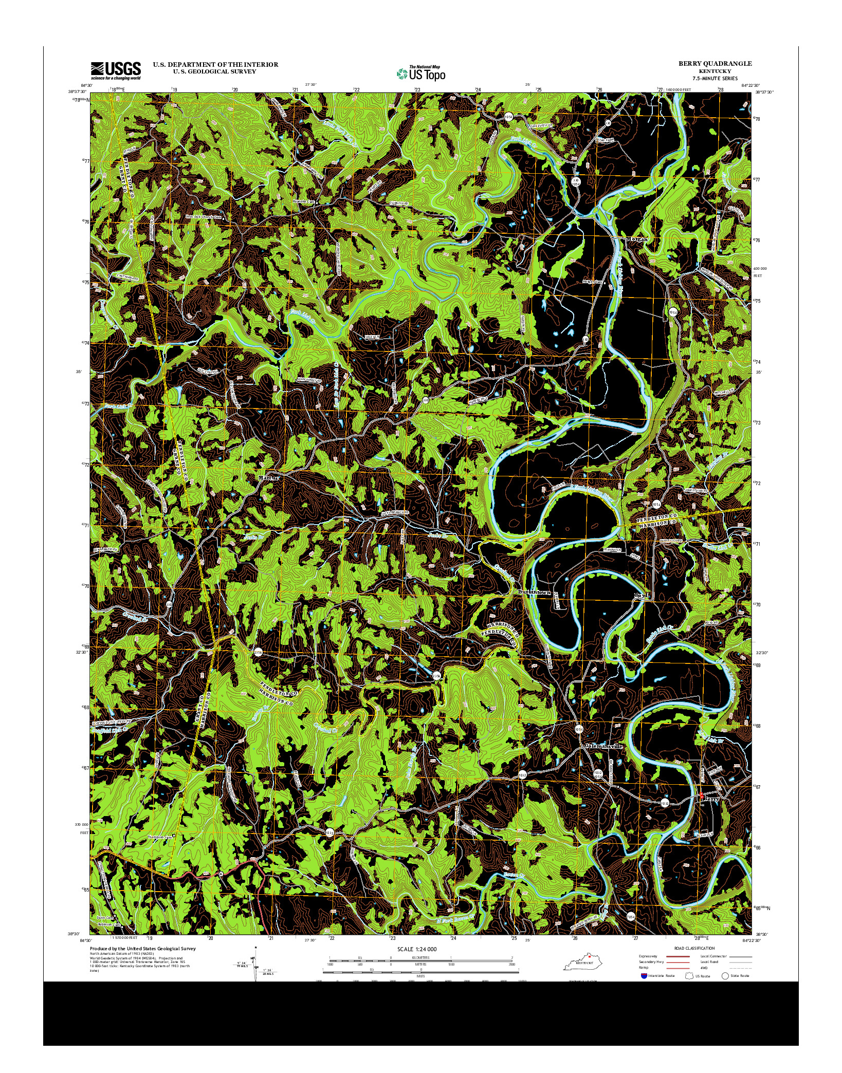 USGS US TOPO 7.5-MINUTE MAP FOR BERRY, KY 2013