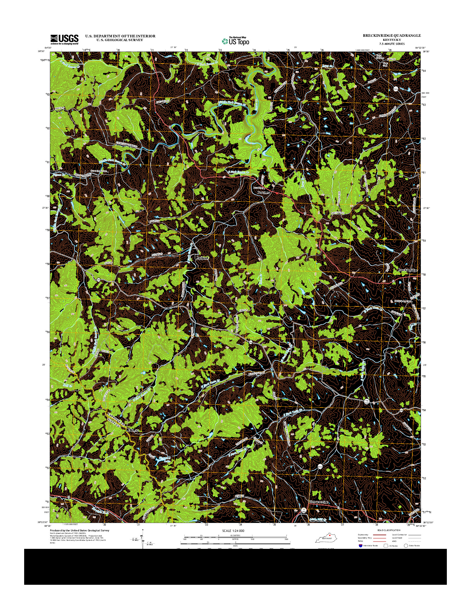 USGS US TOPO 7.5-MINUTE MAP FOR BRECKINRIDGE, KY 2013
