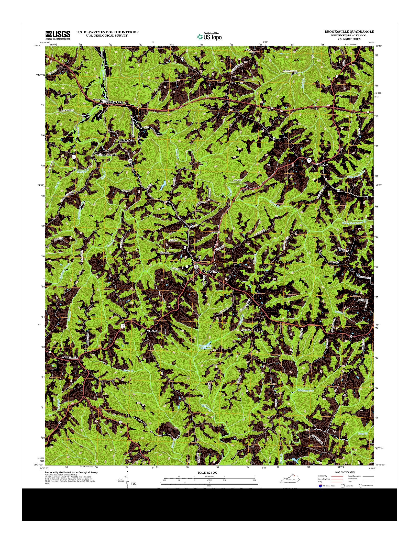 USGS US TOPO 7.5-MINUTE MAP FOR BROOKSVILLE, KY 2013