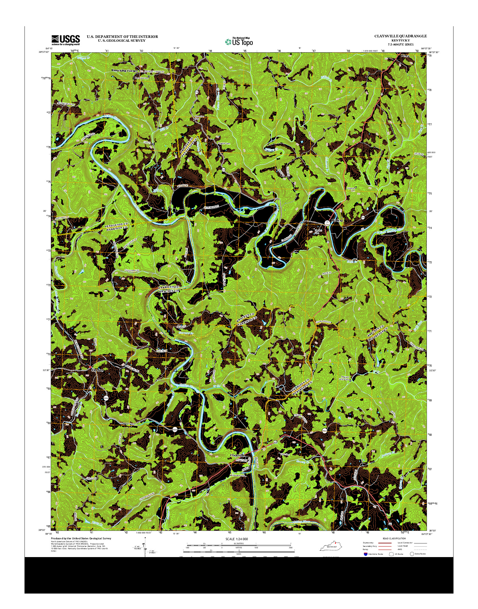 USGS US TOPO 7.5-MINUTE MAP FOR CLAYSVILLE, KY 2013