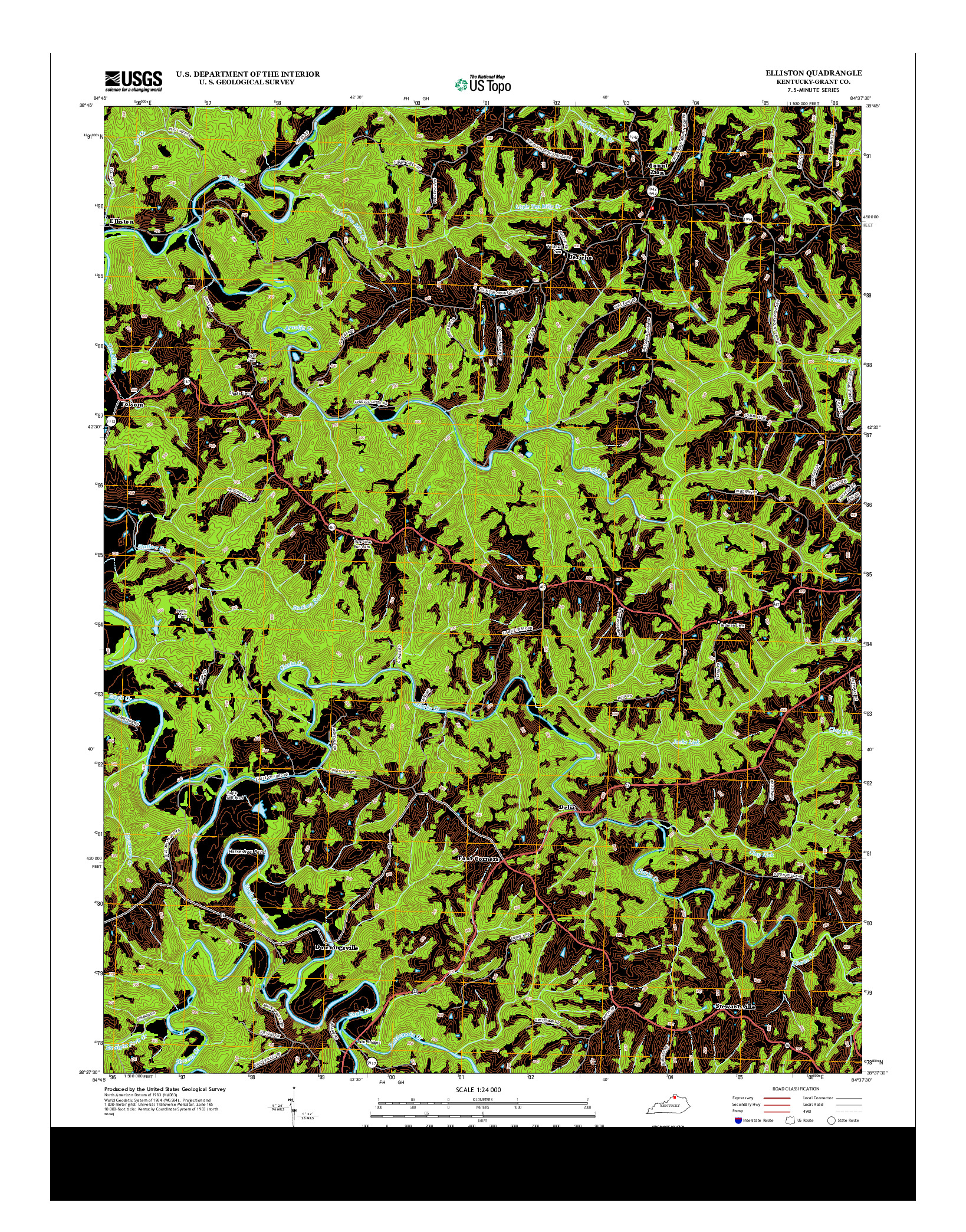 USGS US TOPO 7.5-MINUTE MAP FOR ELLISTON, KY 2013