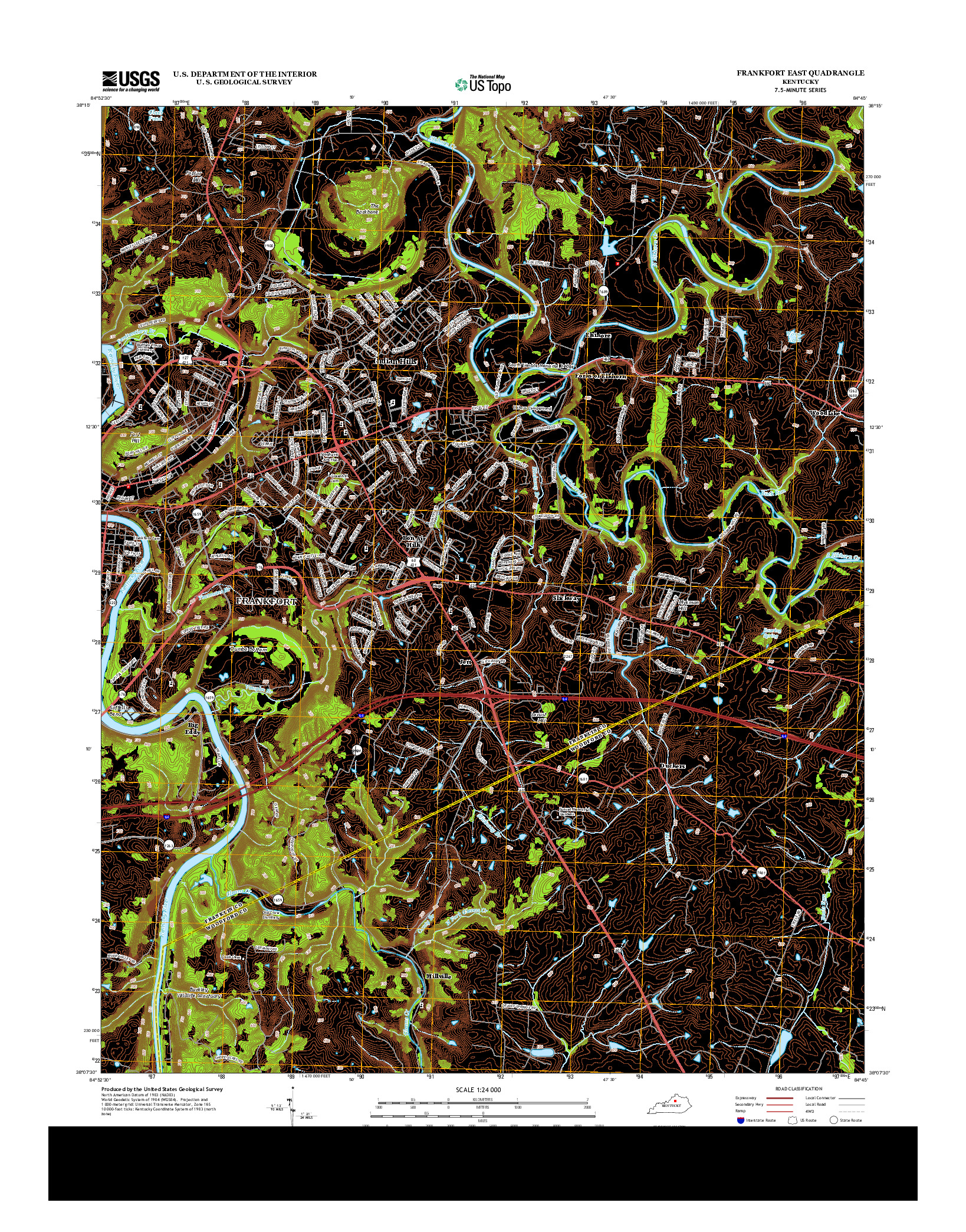 USGS US TOPO 7.5-MINUTE MAP FOR FRANKFORT EAST, KY 2013