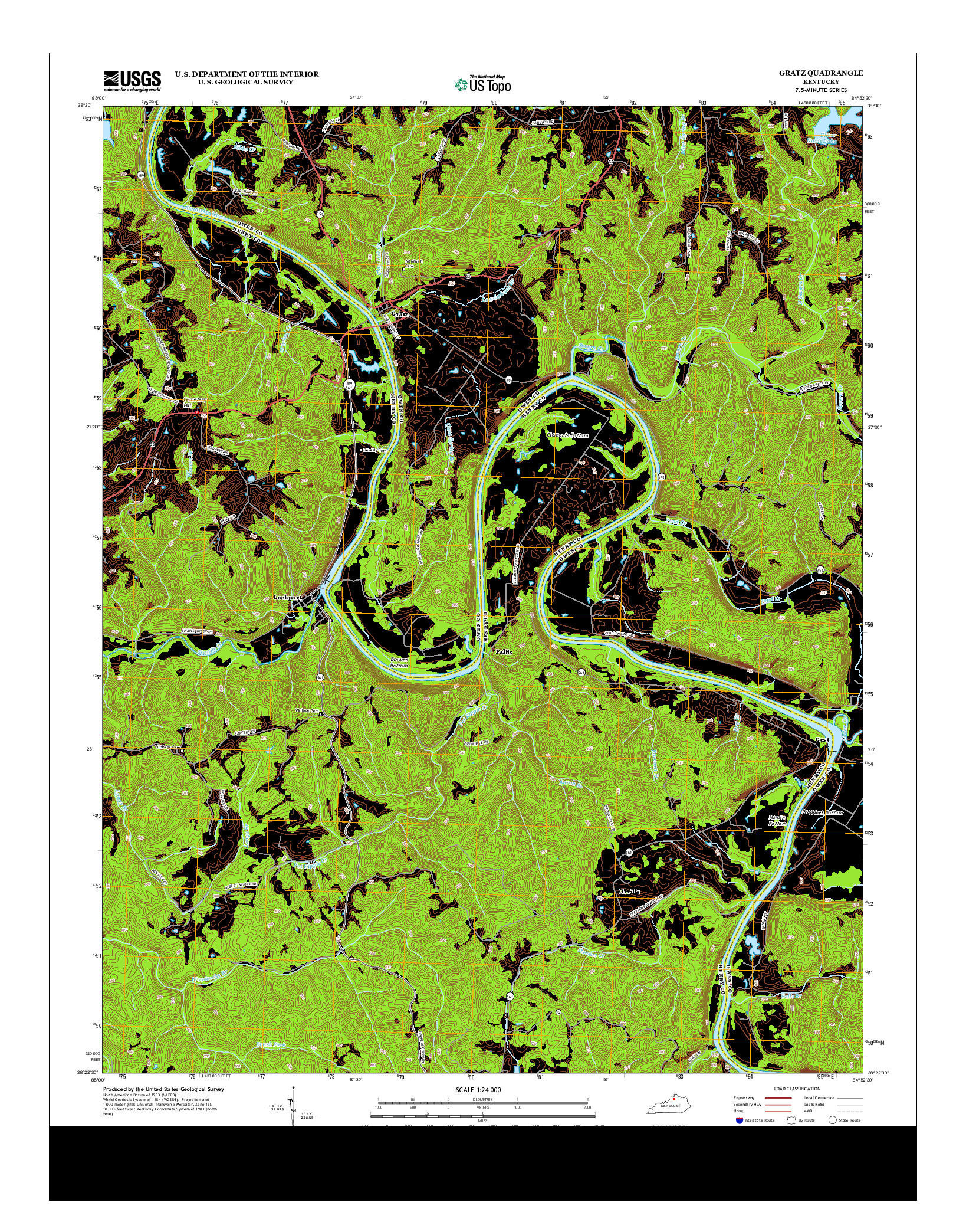 USGS US TOPO 7.5-MINUTE MAP FOR GRATZ, KY 2013