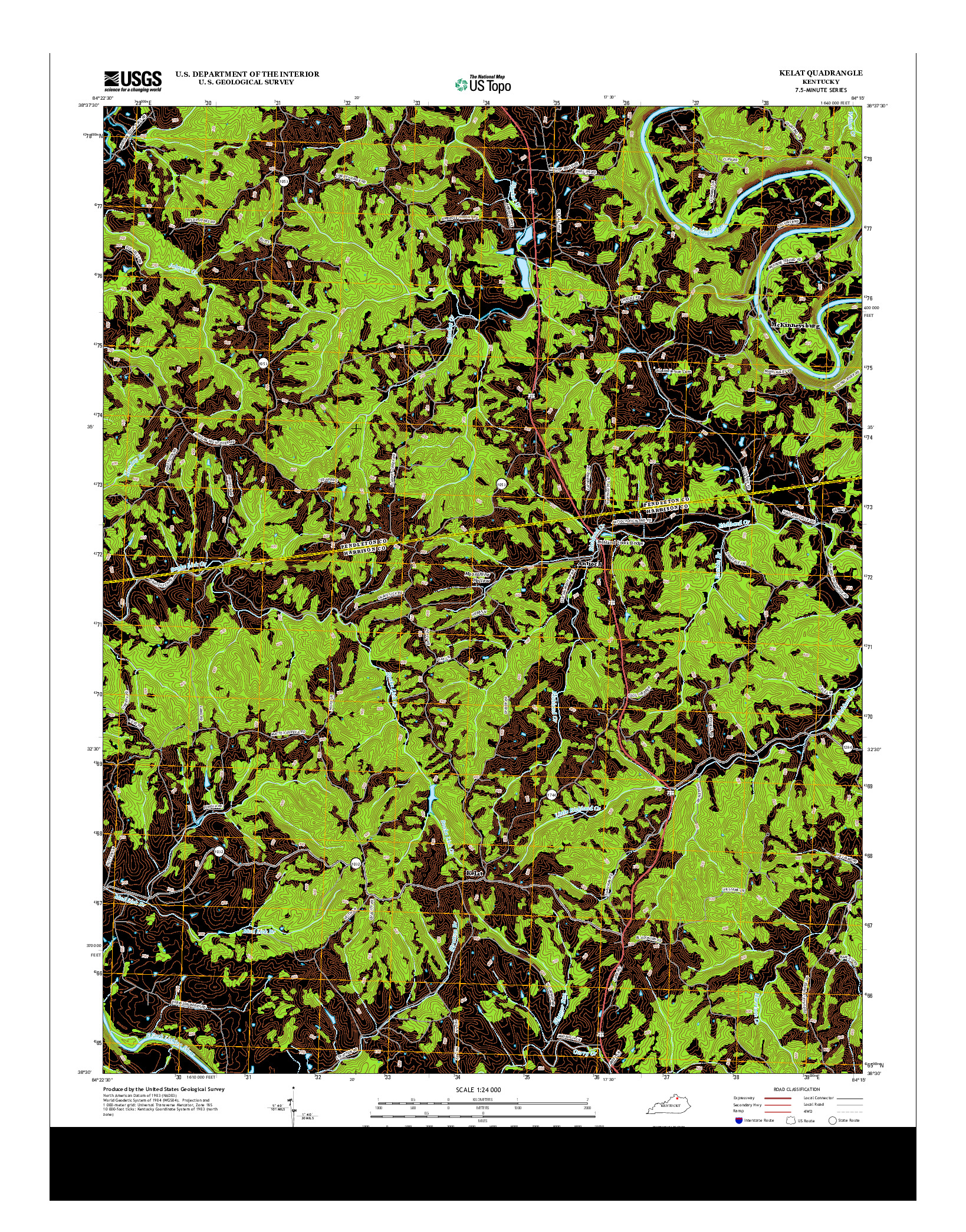 USGS US TOPO 7.5-MINUTE MAP FOR KELAT, KY 2013