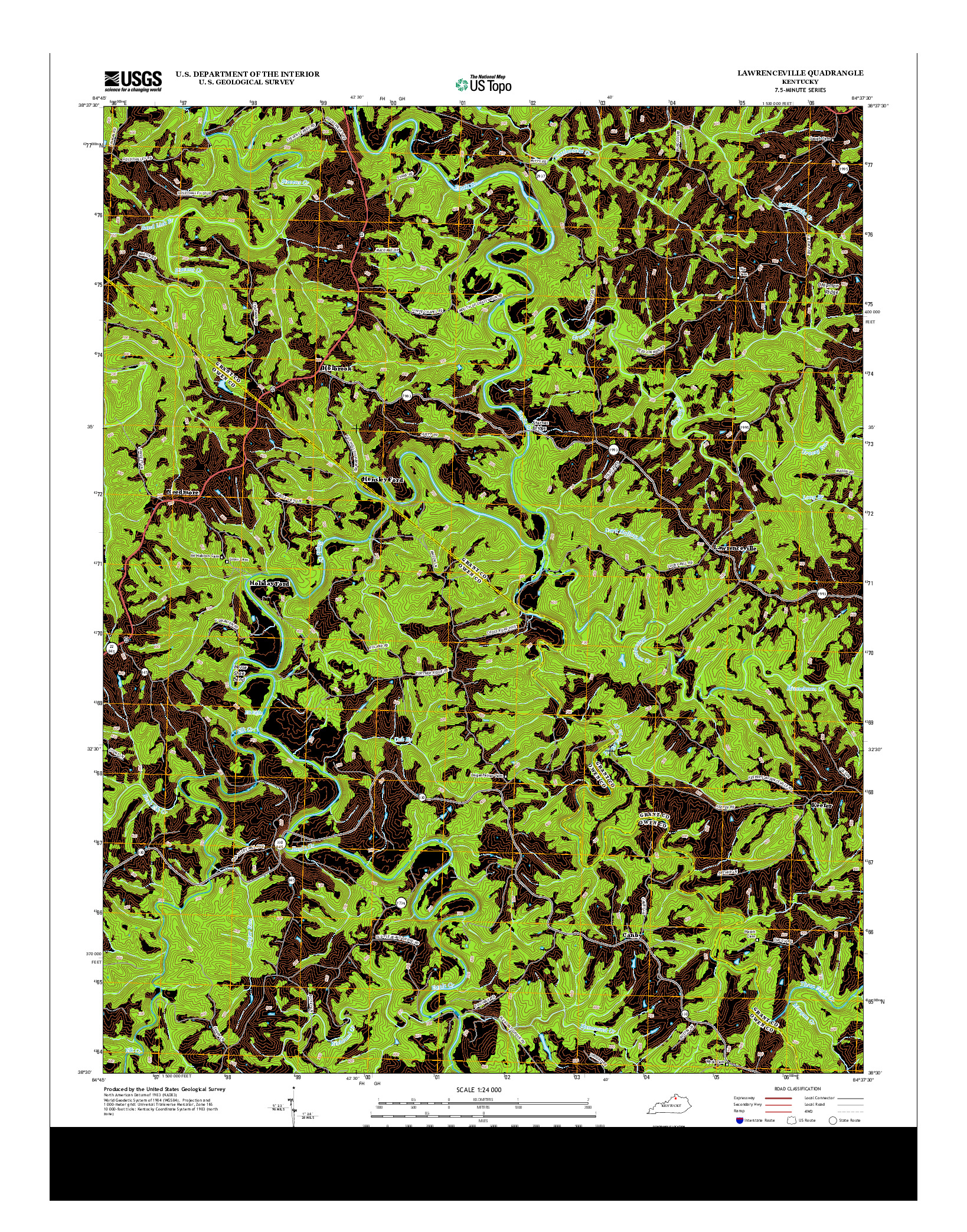 USGS US TOPO 7.5-MINUTE MAP FOR LAWRENCEVILLE, KY 2013