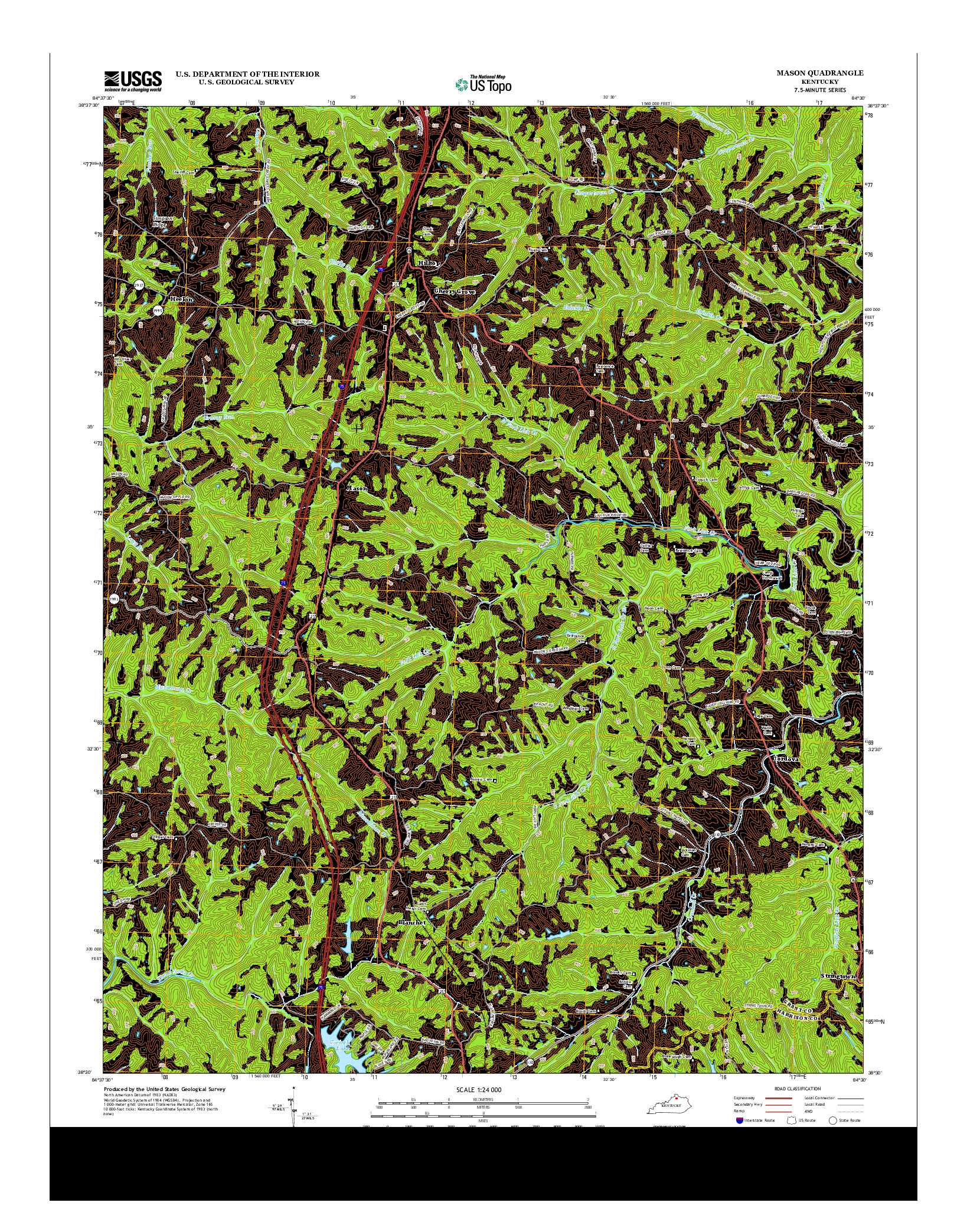 USGS US TOPO 7.5-MINUTE MAP FOR MASON, KY 2013