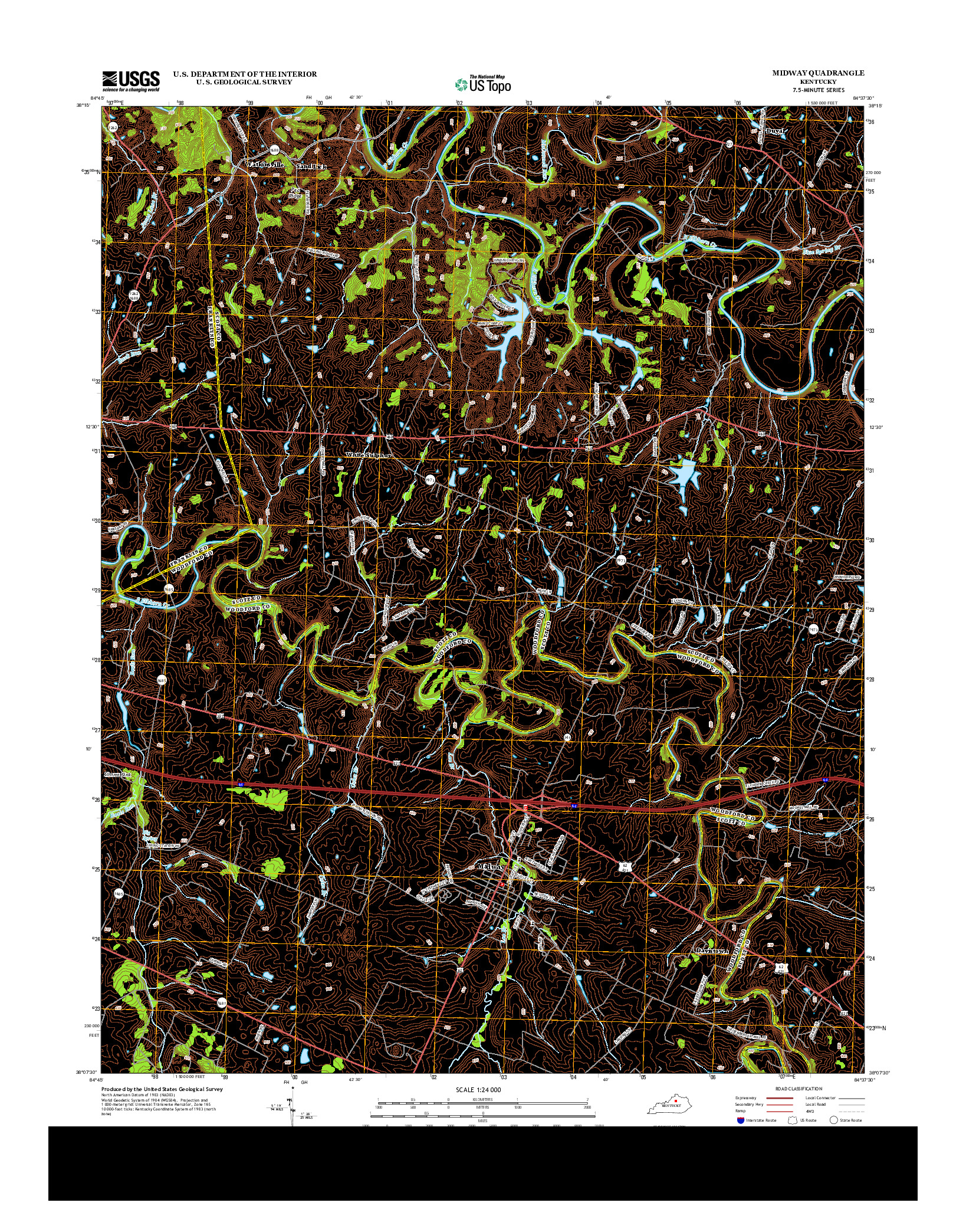 USGS US TOPO 7.5-MINUTE MAP FOR MIDWAY, KY 2013