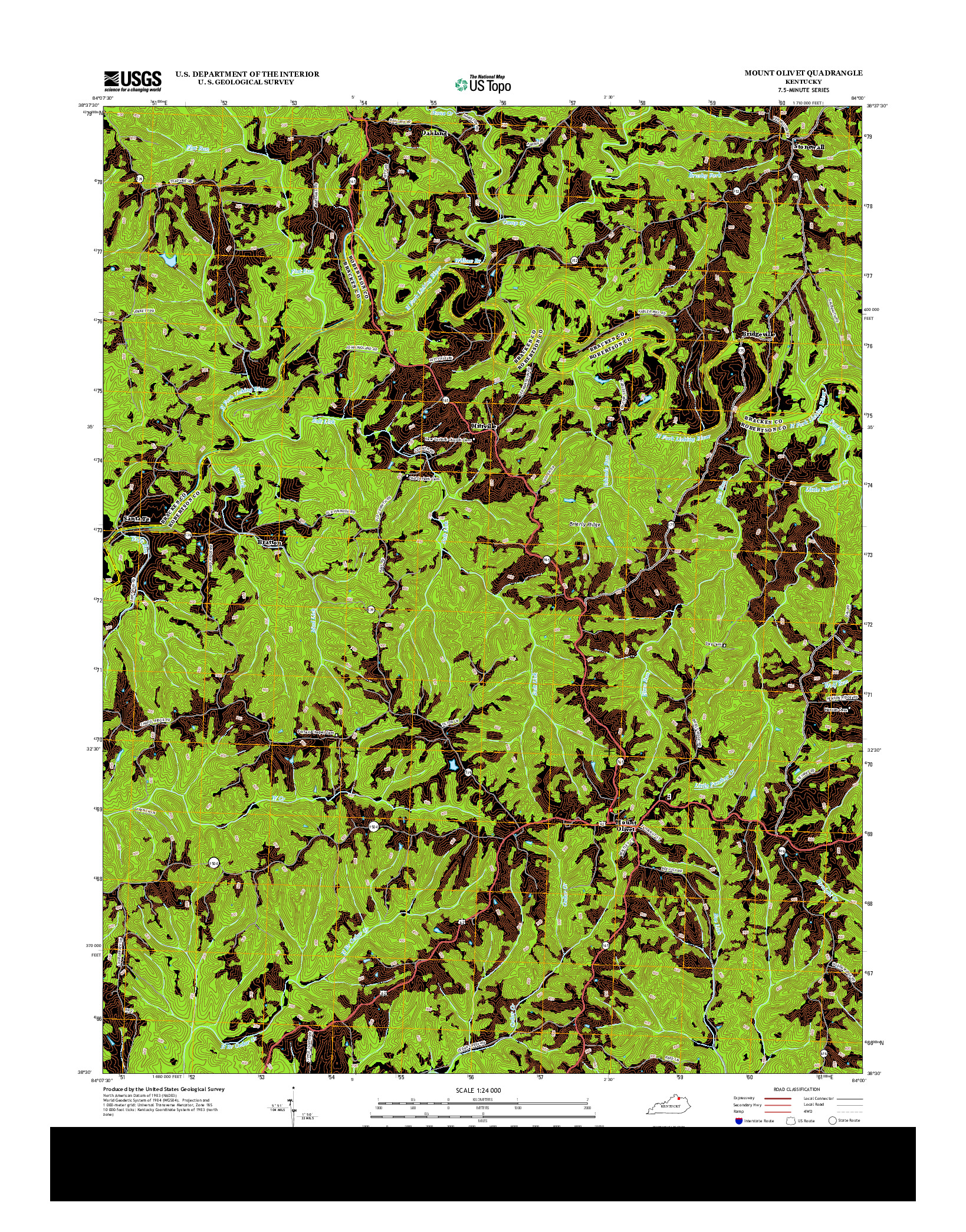 USGS US TOPO 7.5-MINUTE MAP FOR MOUNT OLIVET, KY 2013