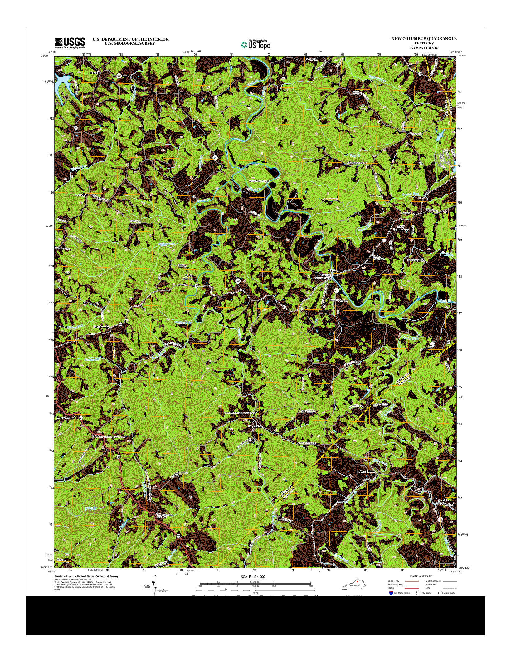 USGS US TOPO 7.5-MINUTE MAP FOR NEW COLUMBUS, KY 2013