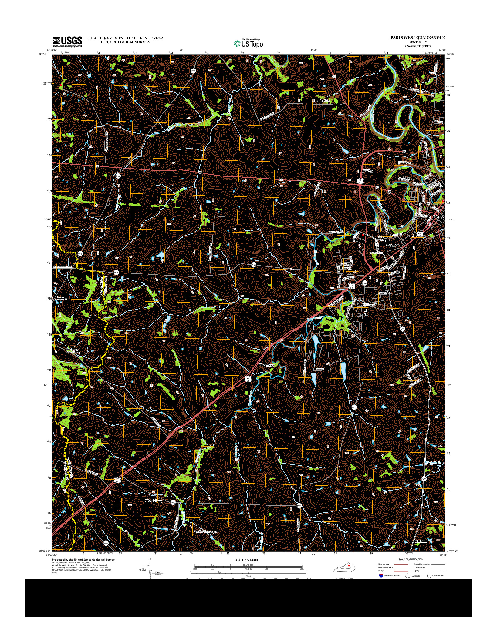 USGS US TOPO 7.5-MINUTE MAP FOR PARIS WEST, KY 2013