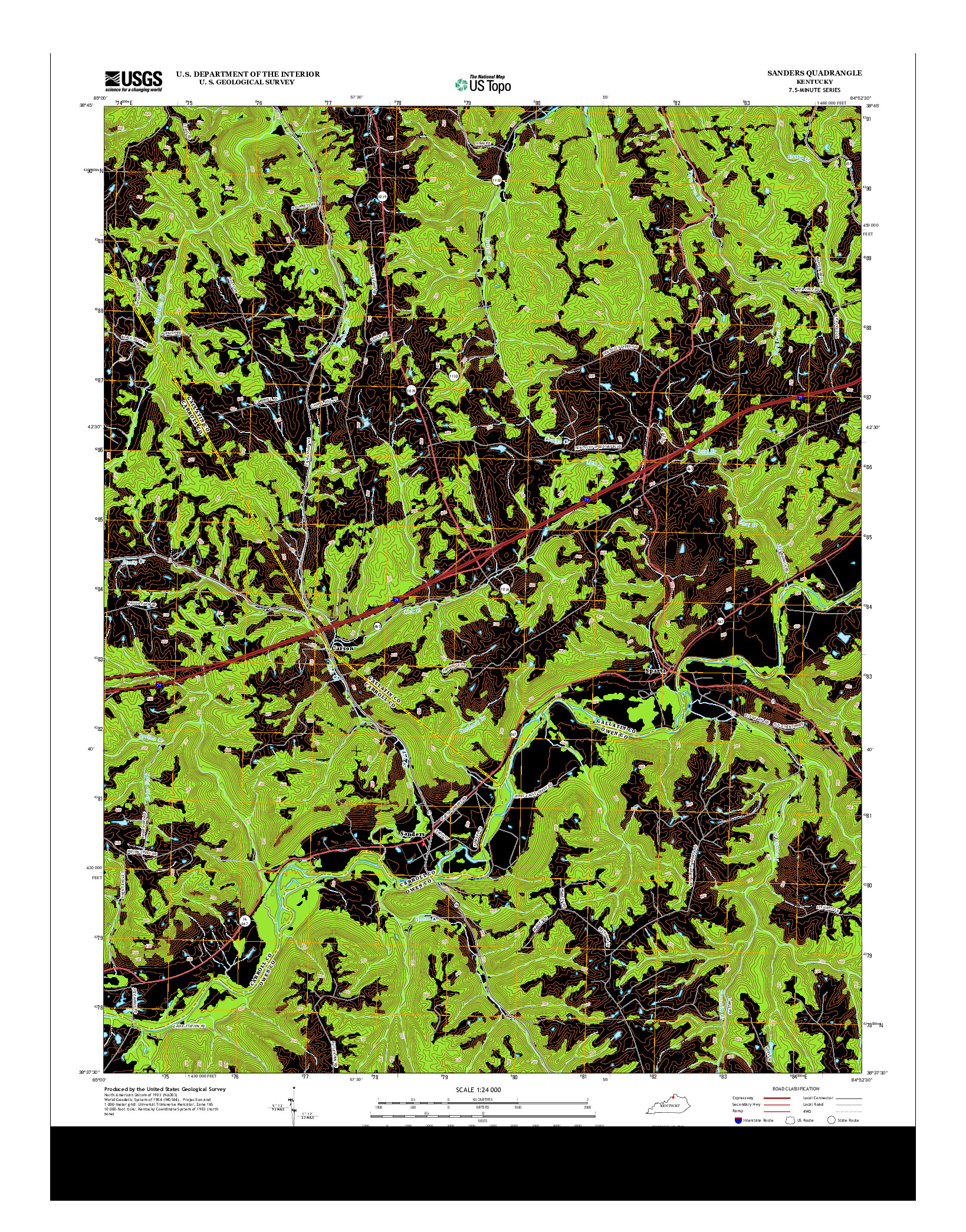 USGS US TOPO 7.5-MINUTE MAP FOR SANDERS, KY 2013