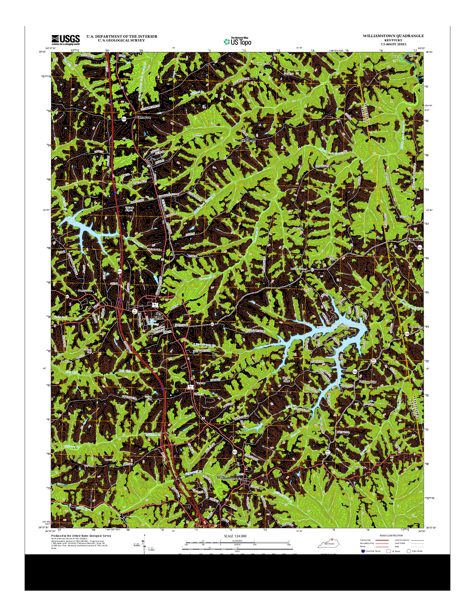 USGS US TOPO 7.5-MINUTE MAP FOR WILLIAMSTOWN, KY 2013