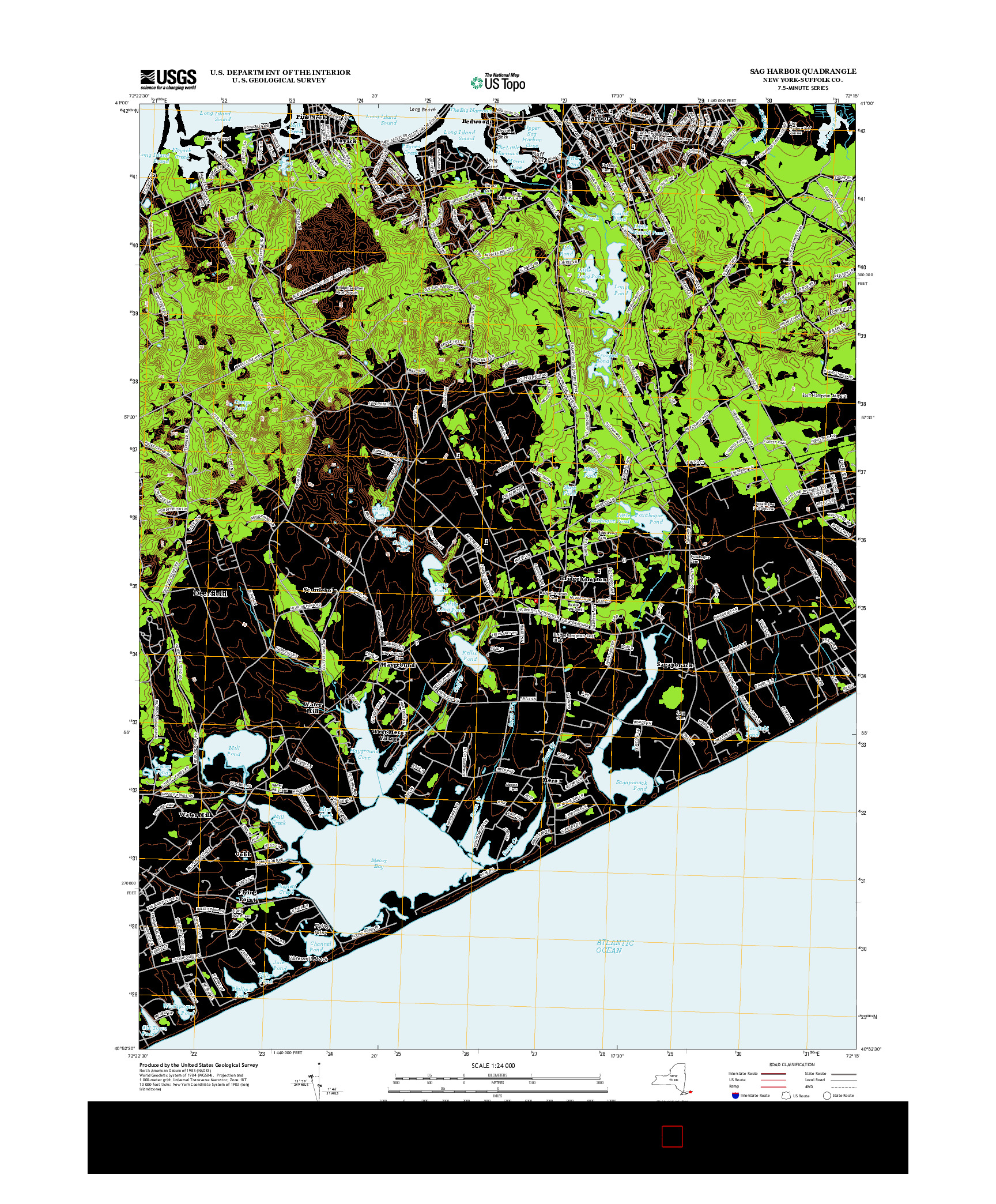 USGS US TOPO 7.5-MINUTE MAP FOR SAG HARBOR, NY 2013