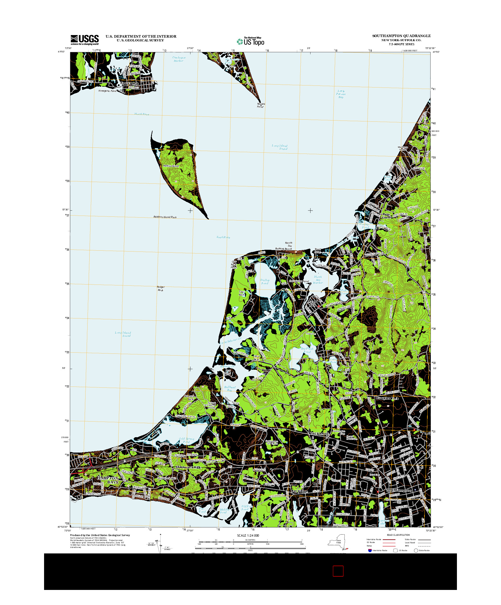 USGS US TOPO 7.5-MINUTE MAP FOR SOUTHAMPTON, NY 2013