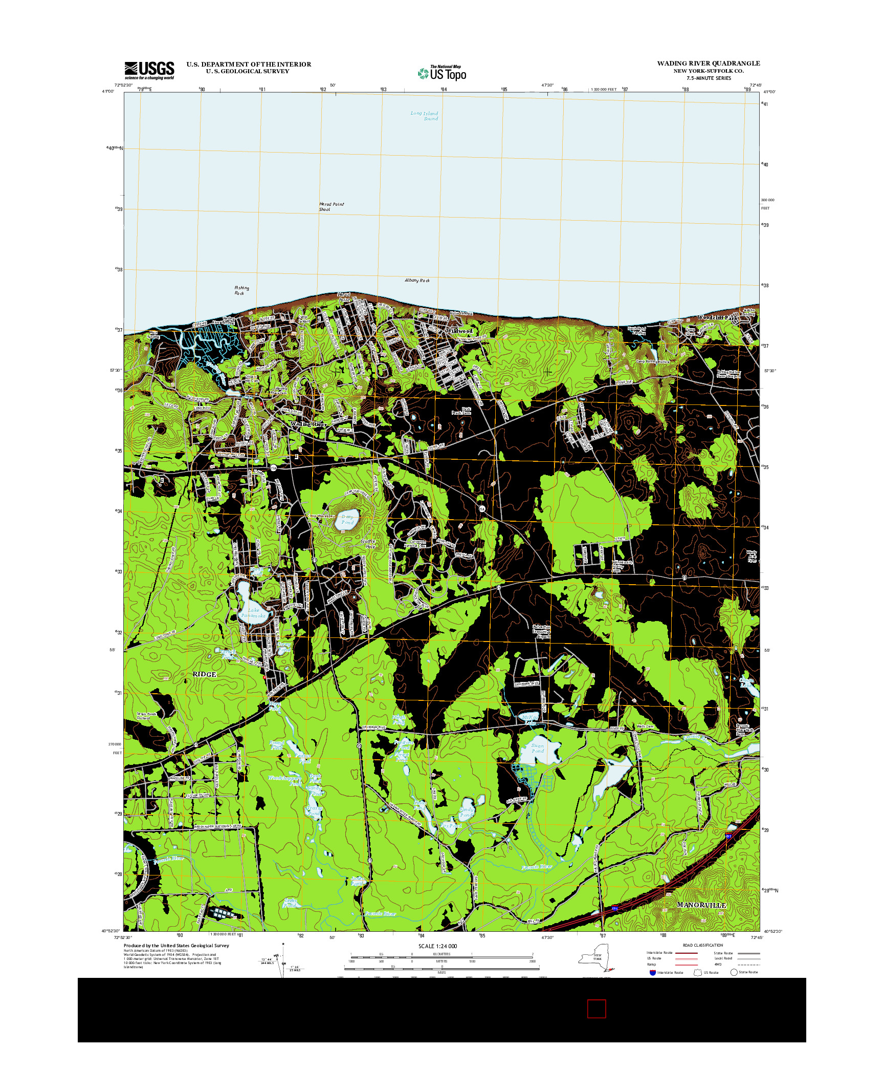 USGS US TOPO 7.5-MINUTE MAP FOR WADING RIVER, NY 2013