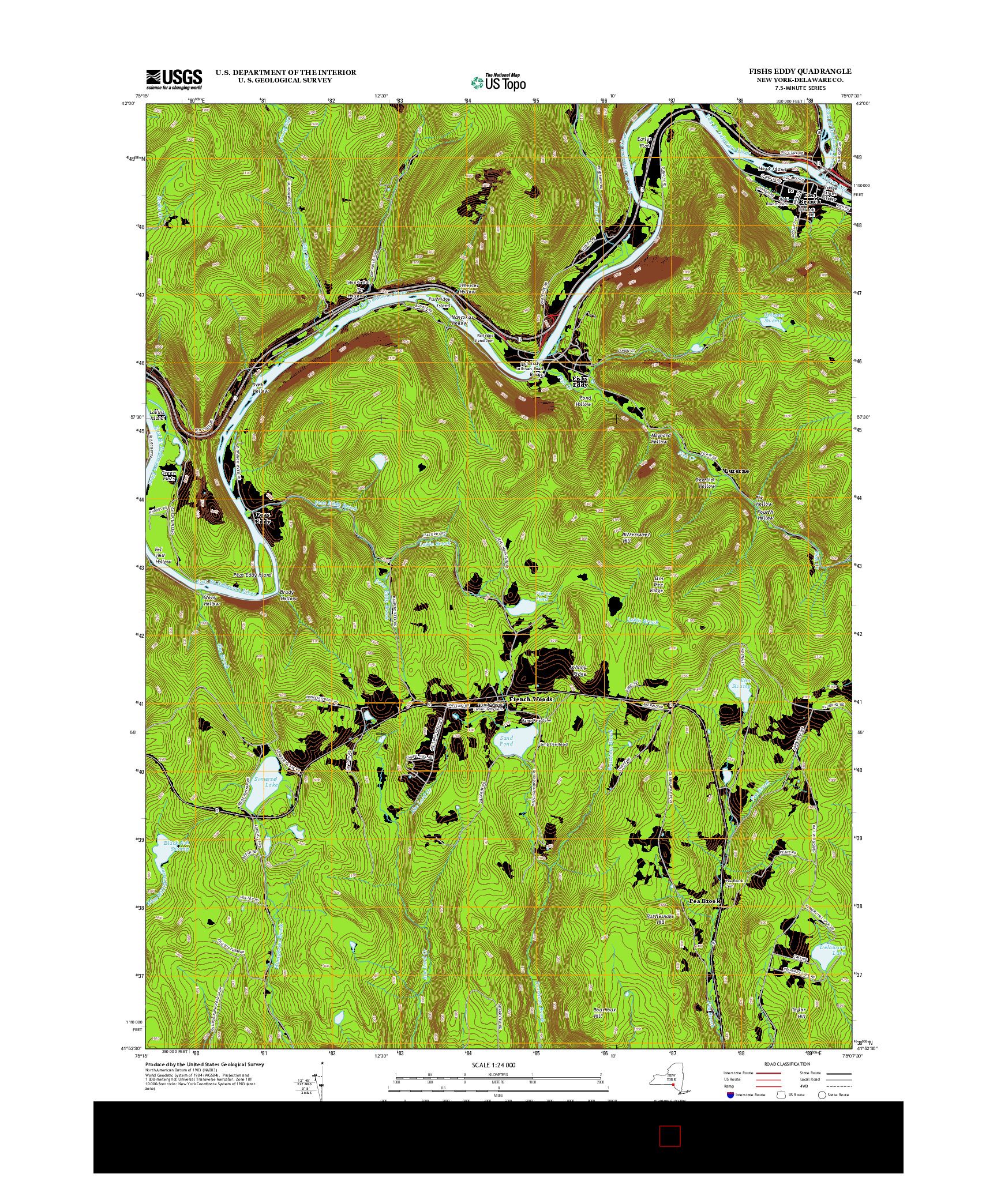 USGS US TOPO 7.5-MINUTE MAP FOR FISHS EDDY, NY 2013