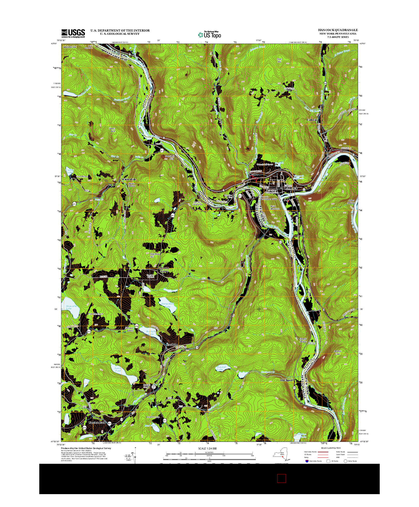 USGS US TOPO 7.5-MINUTE MAP FOR HANCOCK, NY-PA 2013
