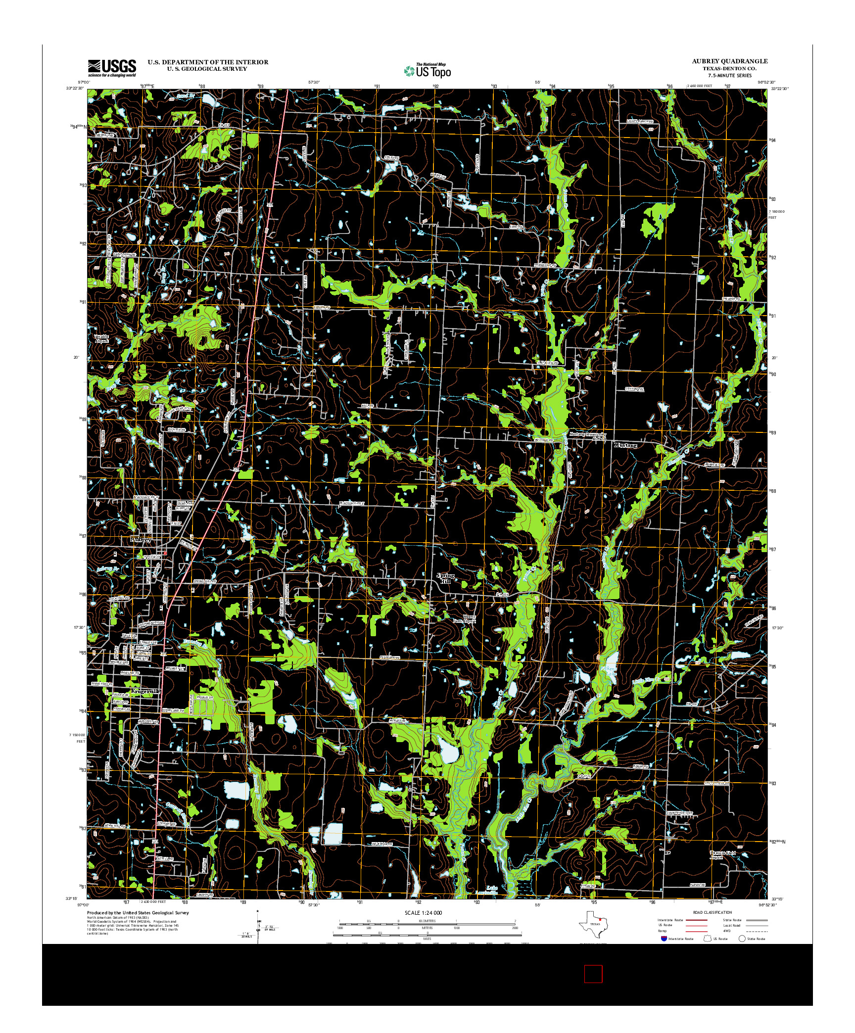 USGS US TOPO 7.5-MINUTE MAP FOR AUBREY, TX 2013