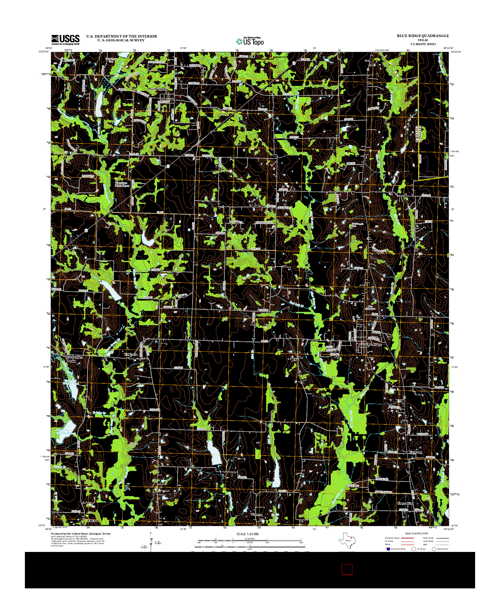 USGS US TOPO 7.5-MINUTE MAP FOR BLUE RIDGE, TX 2013