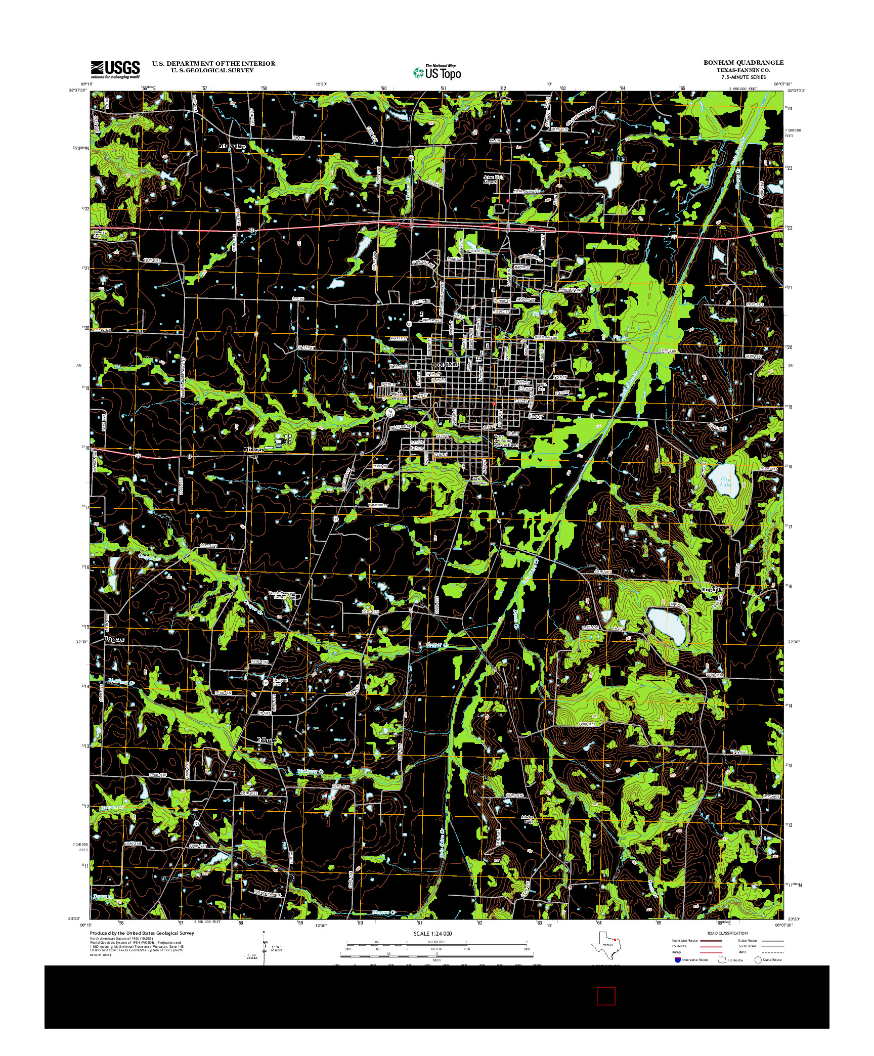 USGS US TOPO 7.5-MINUTE MAP FOR BONHAM, TX 2013