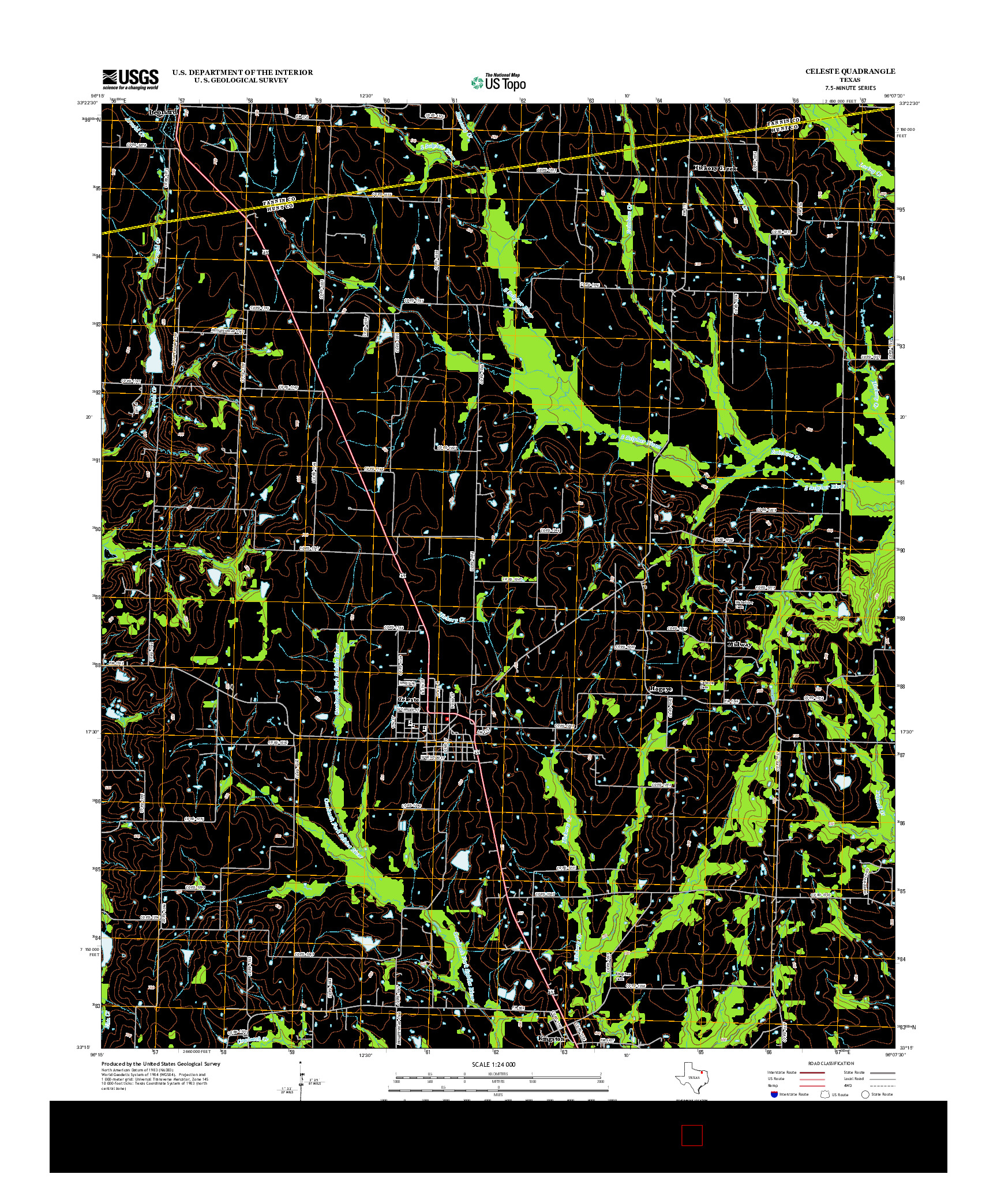USGS US TOPO 7.5-MINUTE MAP FOR CELESTE, TX 2013