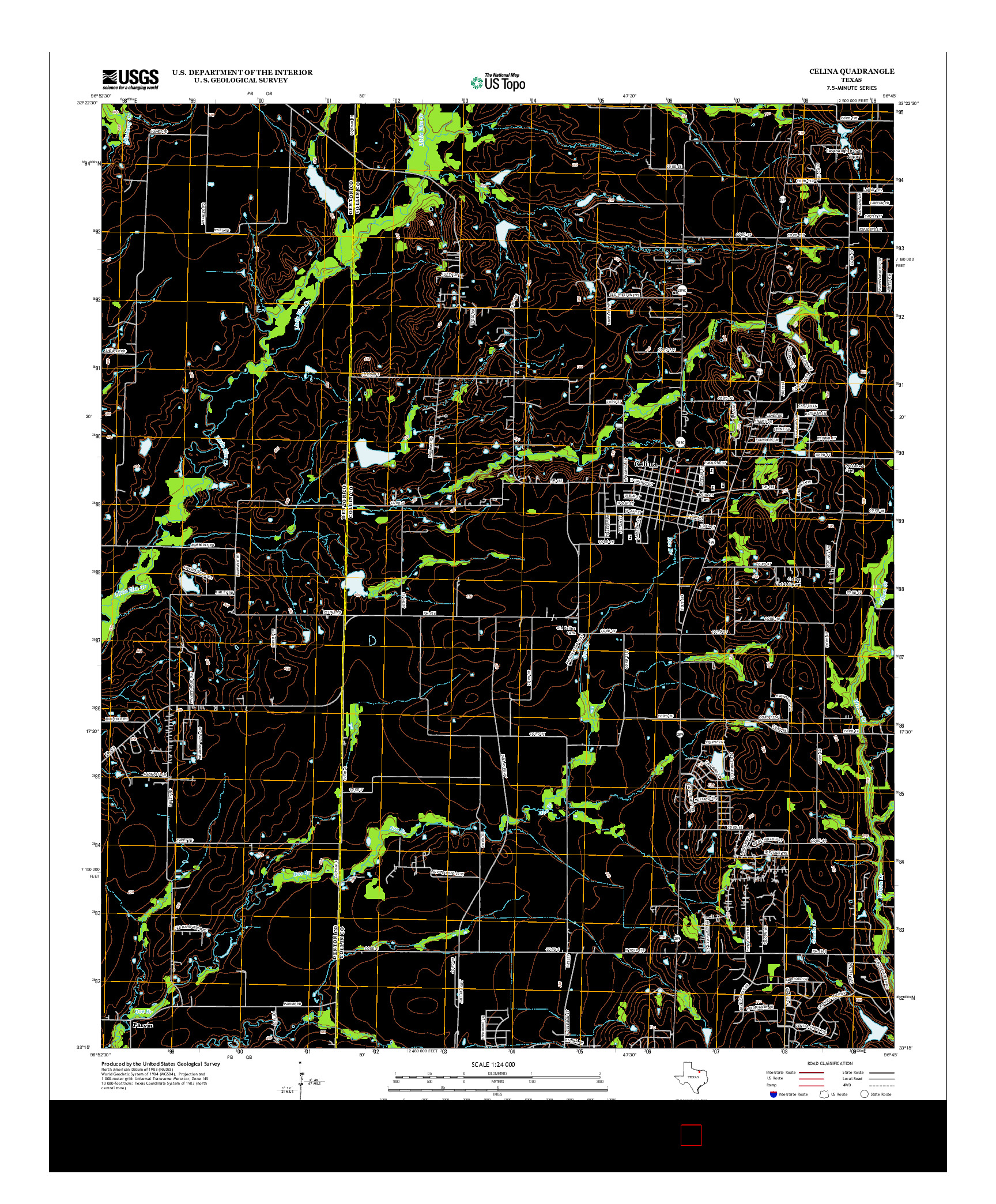 USGS US TOPO 7.5-MINUTE MAP FOR CELINA, TX 2013