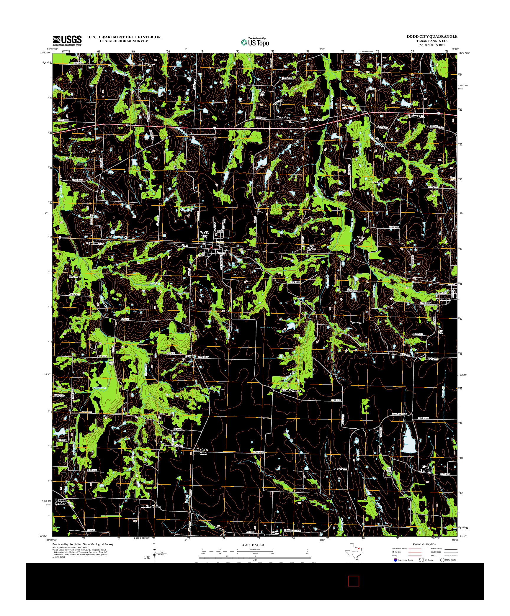 USGS US TOPO 7.5-MINUTE MAP FOR DODD CITY, TX 2013