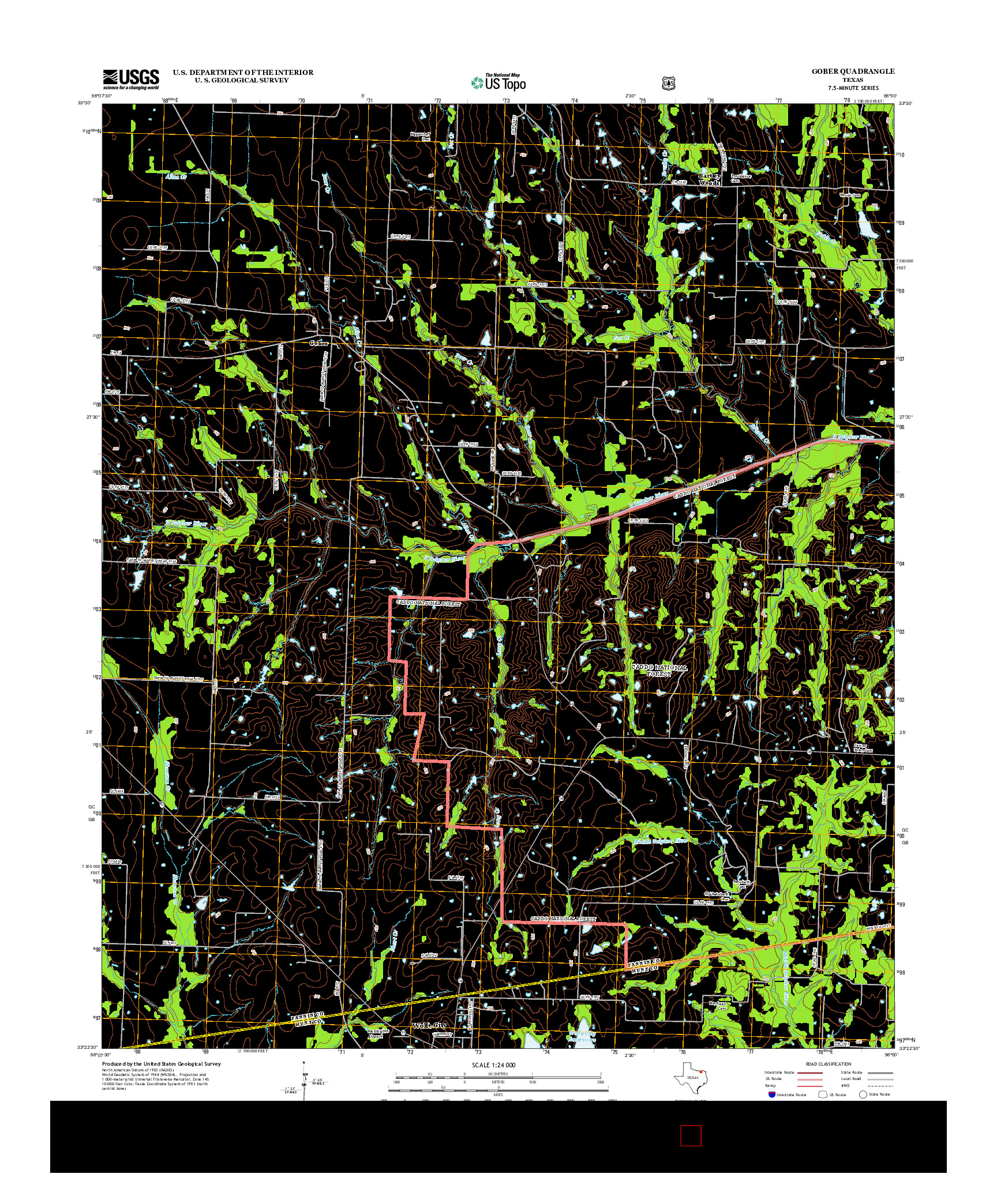 USGS US TOPO 7.5-MINUTE MAP FOR GOBER, TX 2013