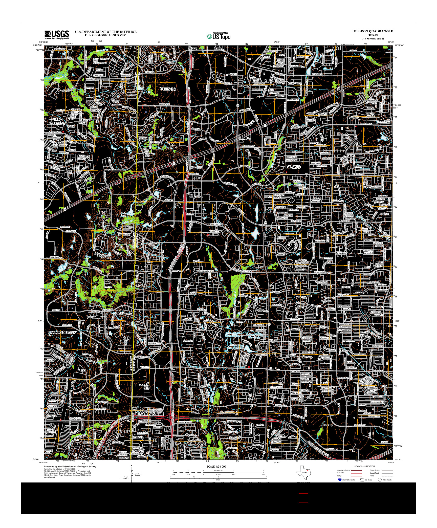 USGS US TOPO 7.5-MINUTE MAP FOR HEBRON, TX 2013