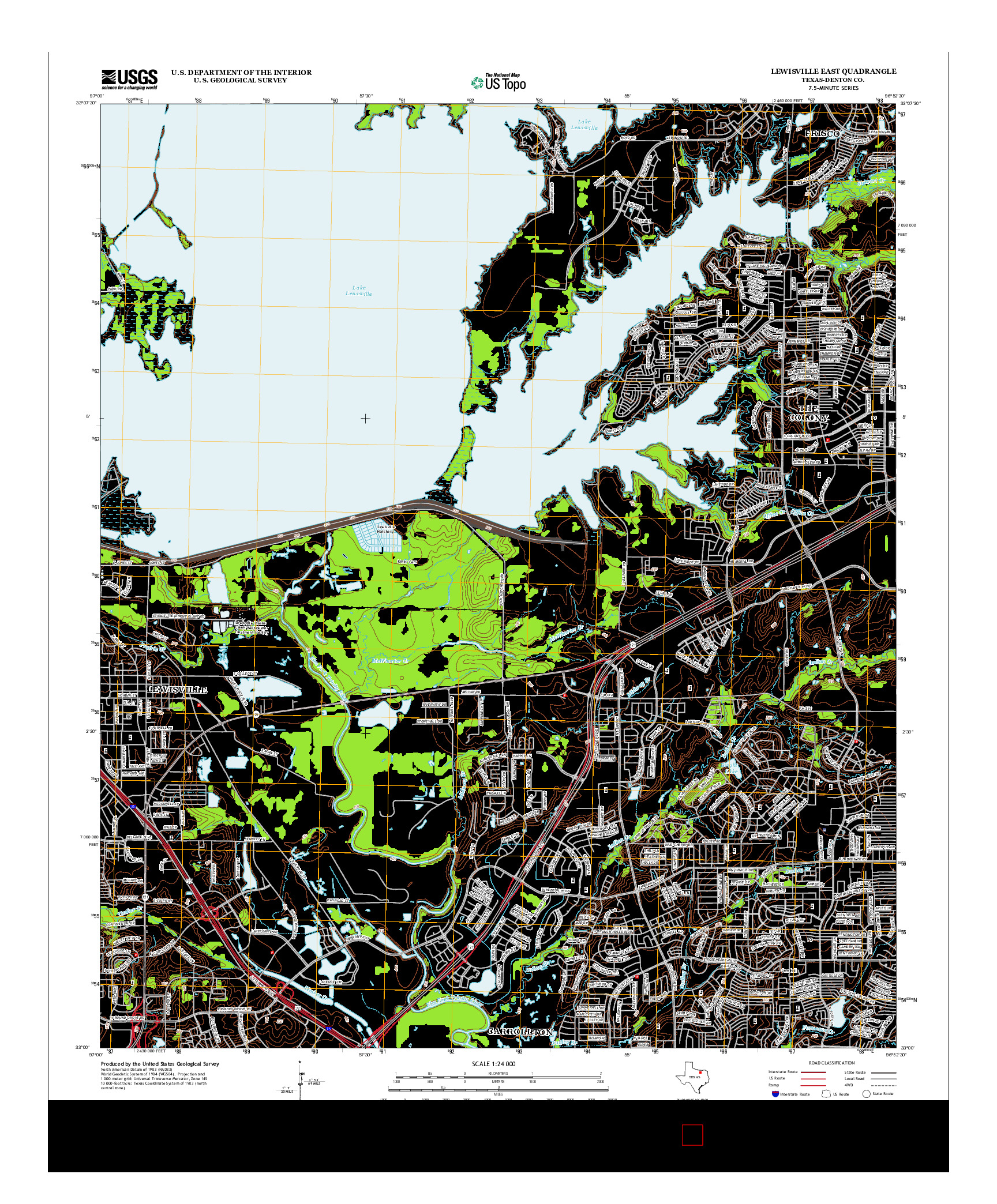 USGS US TOPO 7.5-MINUTE MAP FOR LEWISVILLE EAST, TX 2013