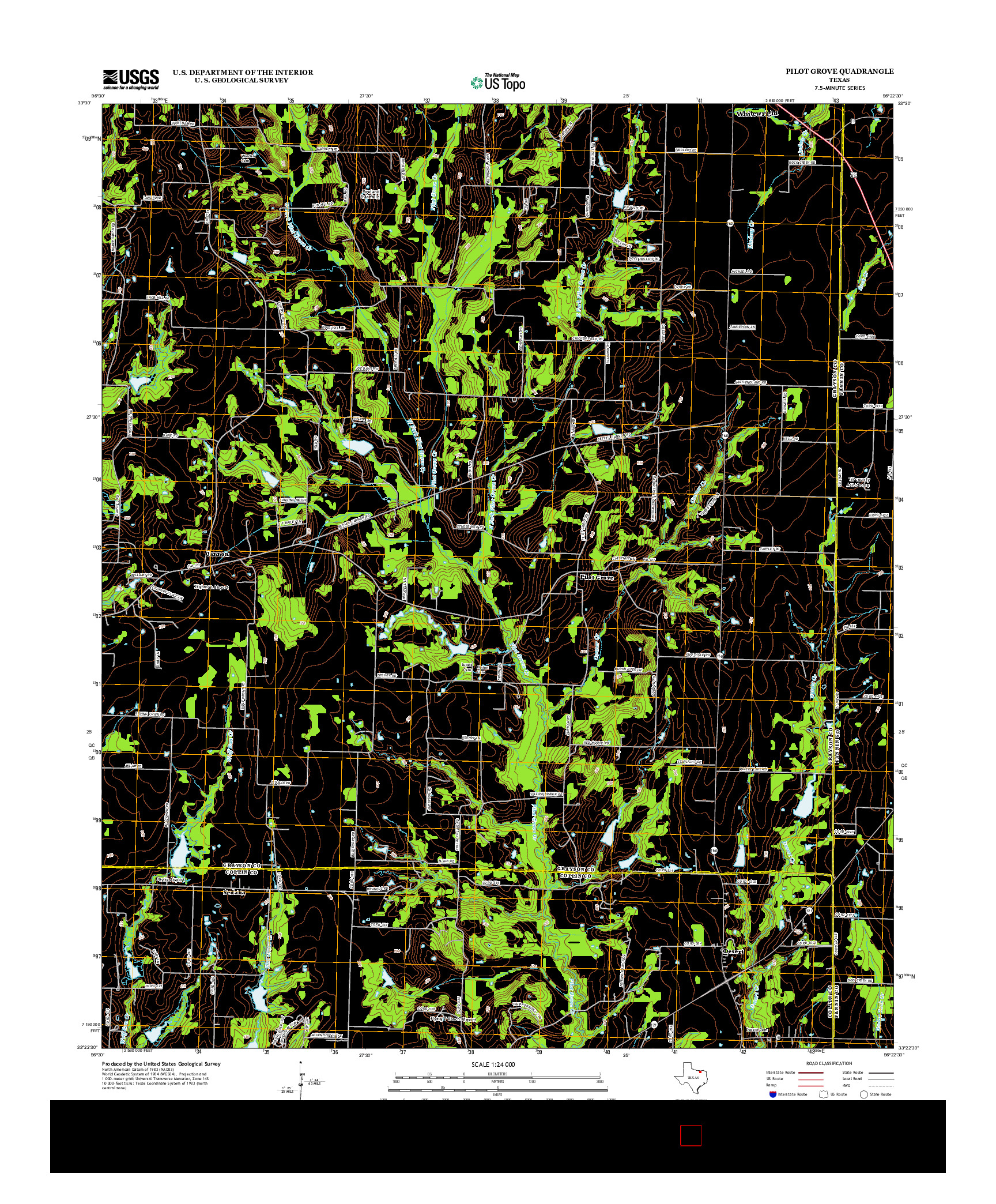 USGS US TOPO 7.5-MINUTE MAP FOR PILOT GROVE, TX 2013