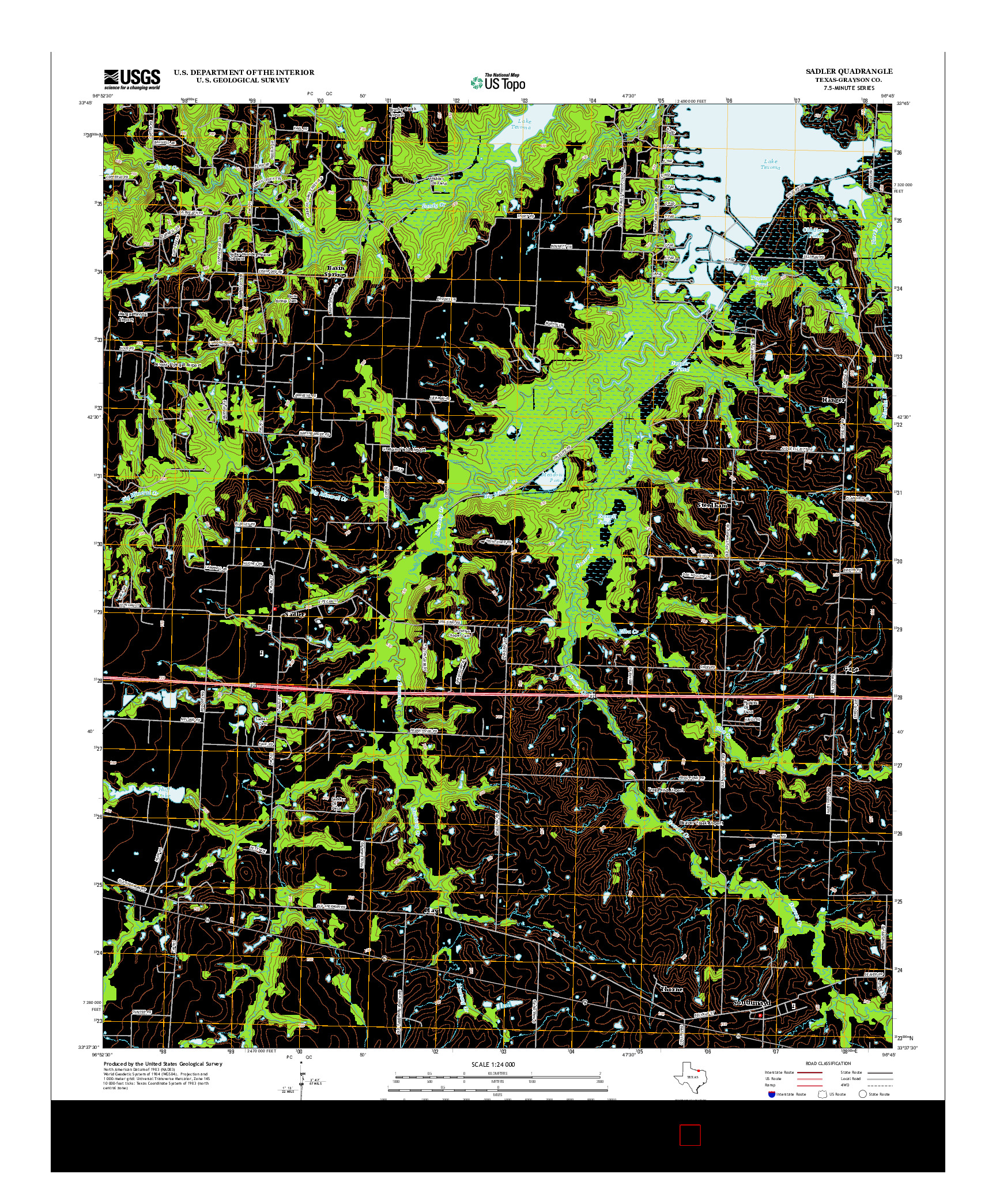 USGS US TOPO 7.5-MINUTE MAP FOR SADLER, TX 2013