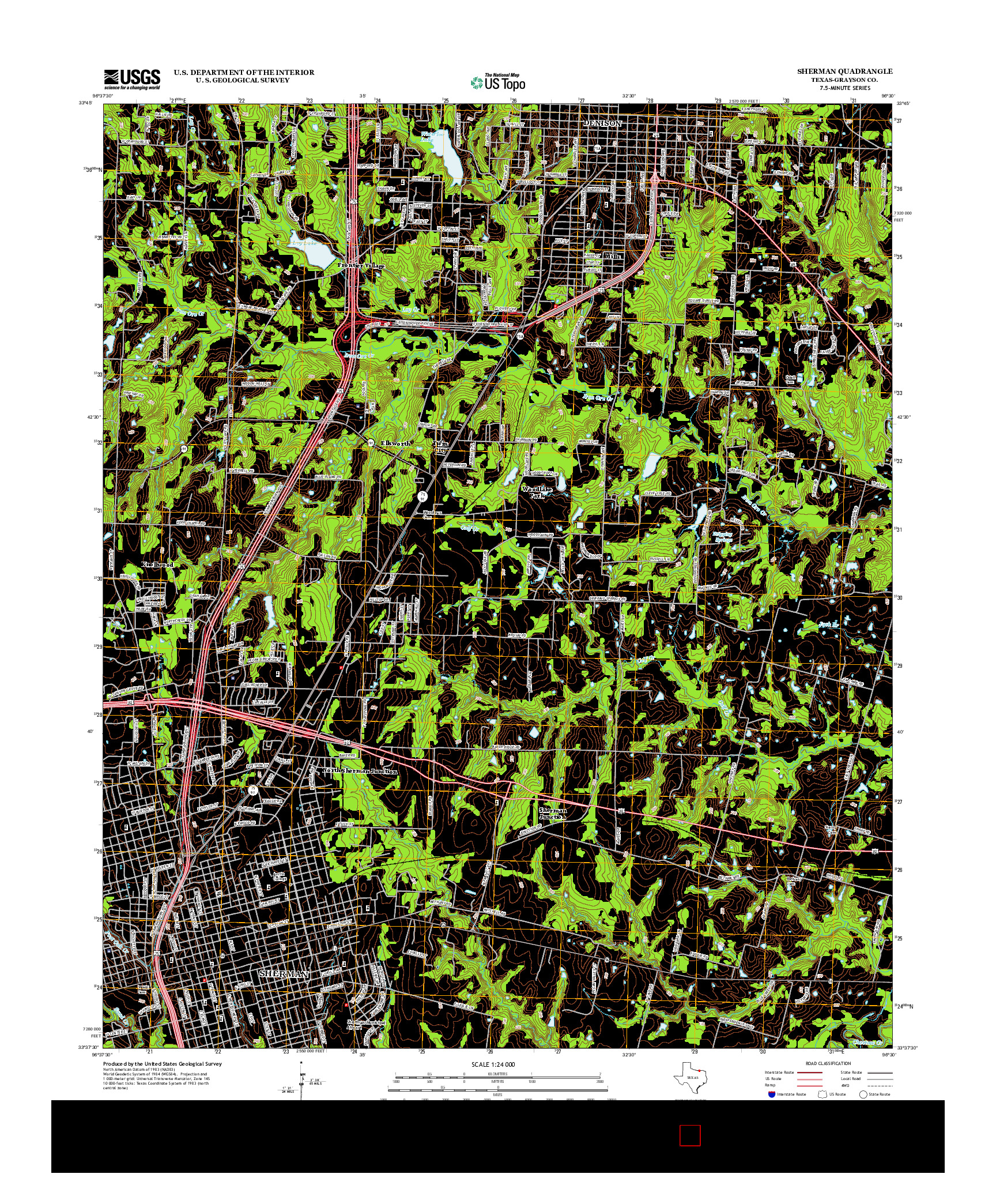 USGS US TOPO 7.5-MINUTE MAP FOR SHERMAN, TX 2013