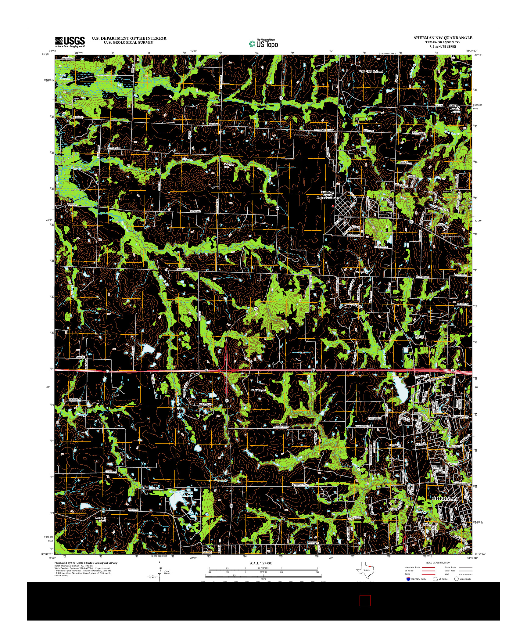 USGS US TOPO 7.5-MINUTE MAP FOR SHERMAN NW, TX 2013