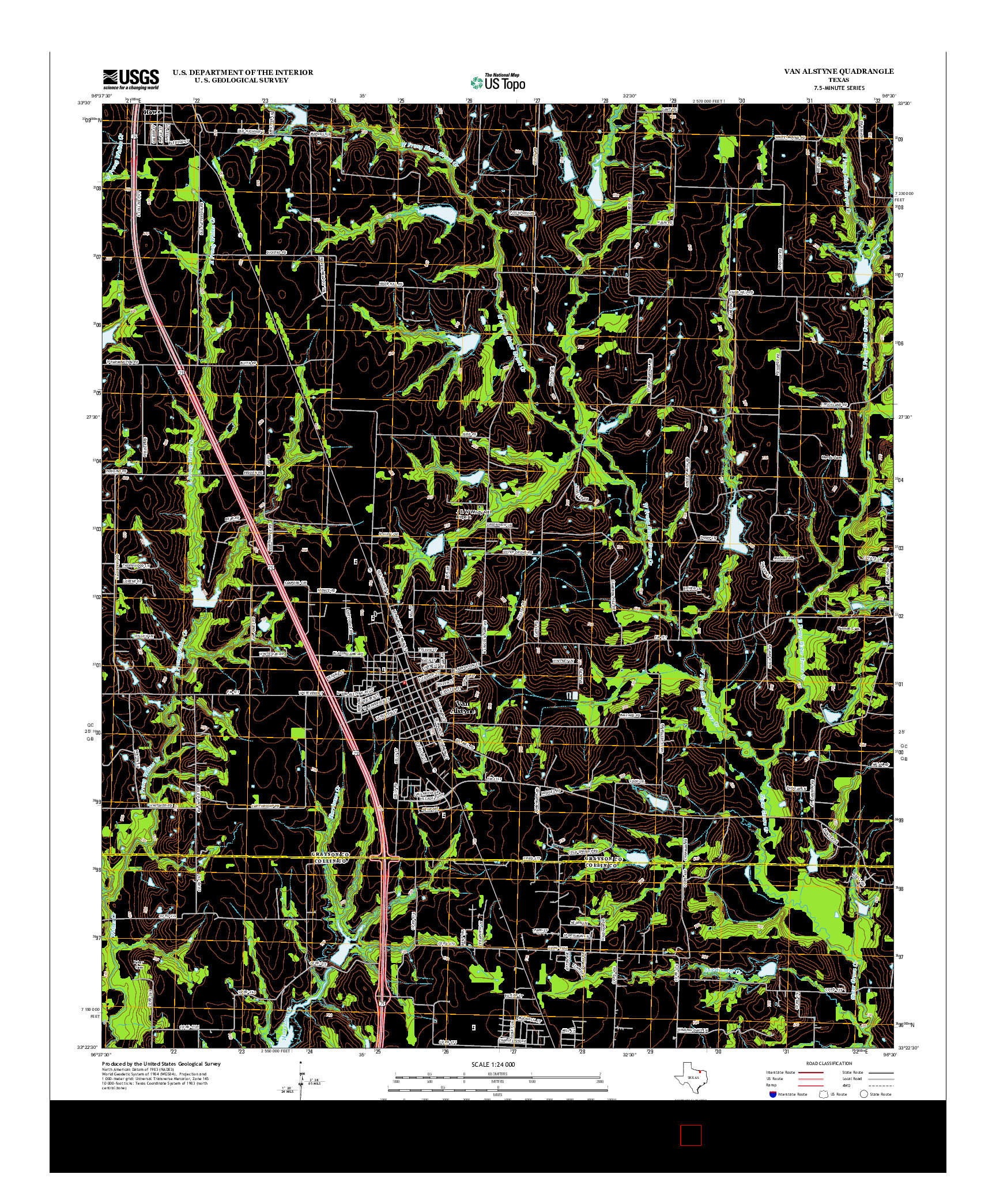 USGS US TOPO 7.5-MINUTE MAP FOR VAN ALSTYNE, TX 2013